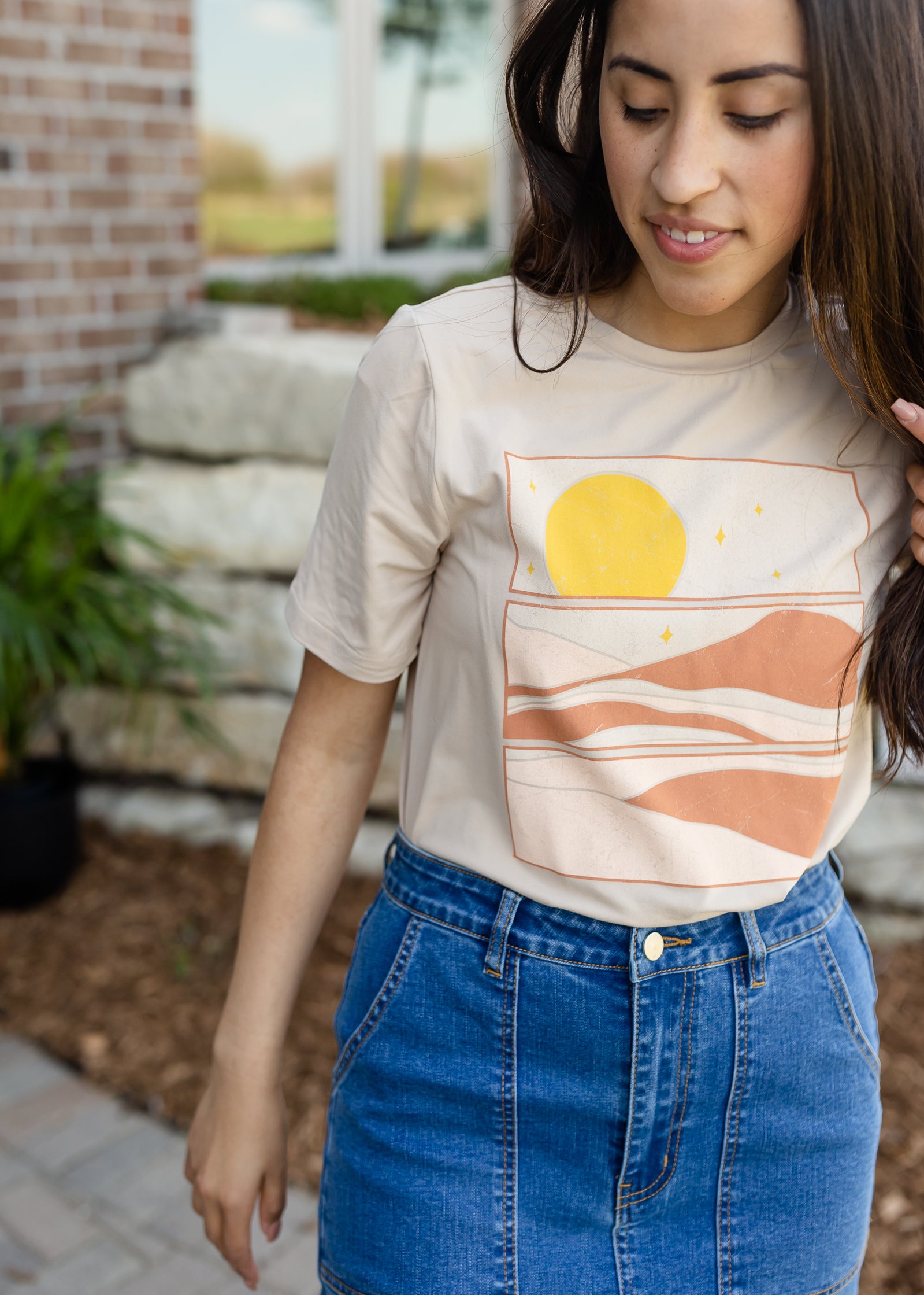 Taupe Desert Sun Graphic Tee - FINAL SALE Tops