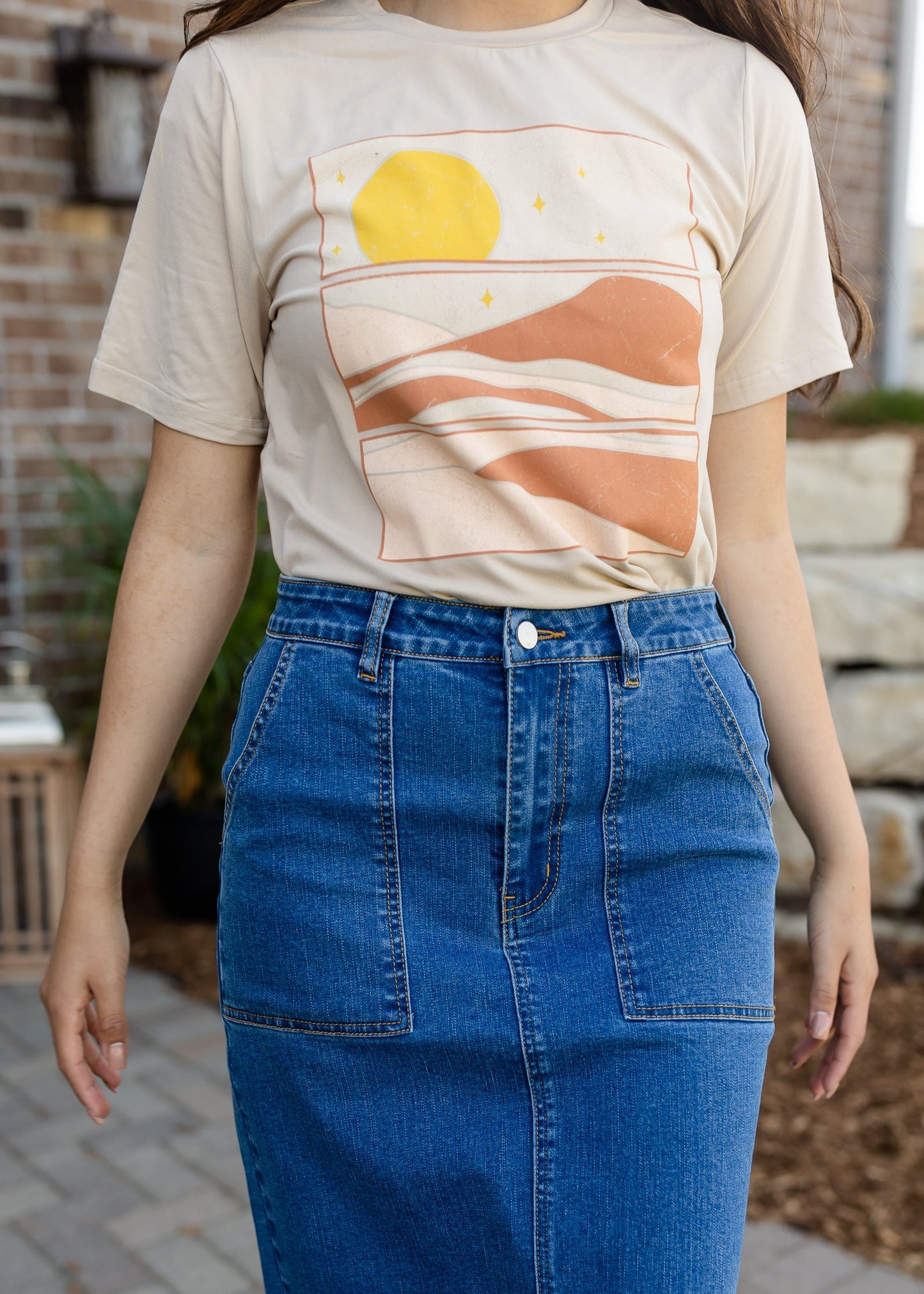 Taupe Desert Sun Graphic Tee - FINAL SALE Tops