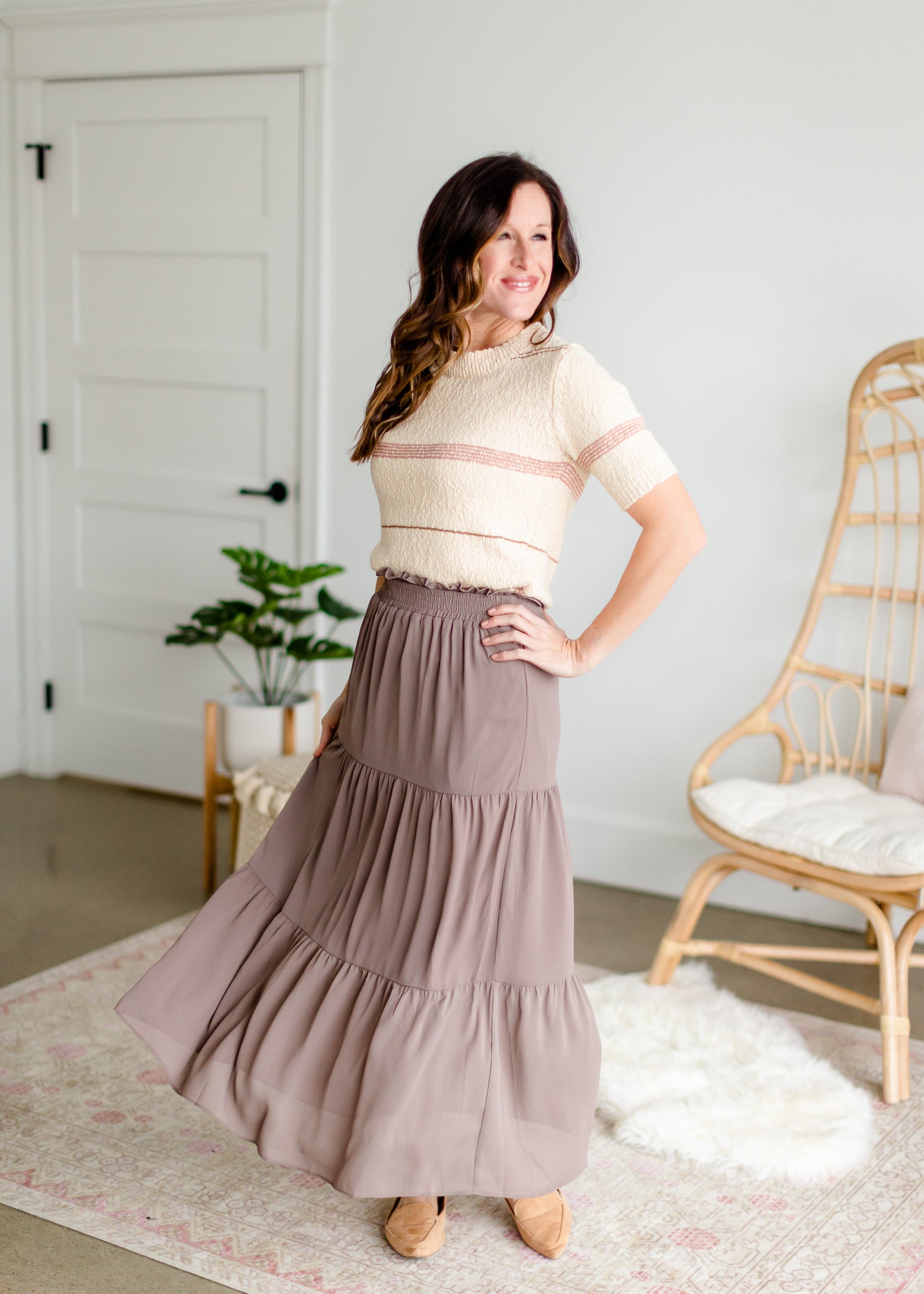 Taupe Tiered Maxi Skirt - FINAL SALE Skirts