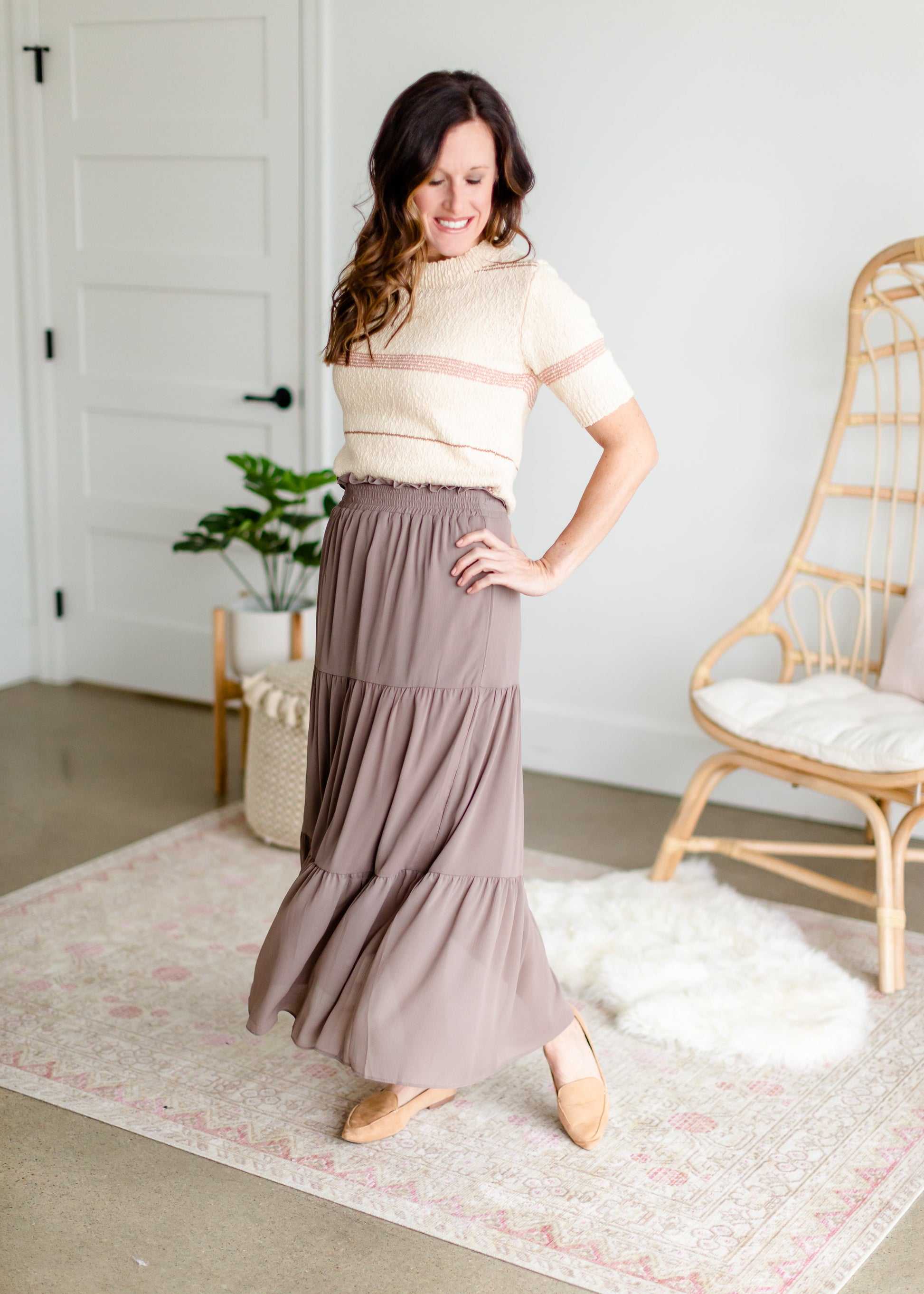 Taupe Tiered Maxi Skirt - FINAL SALE Skirts