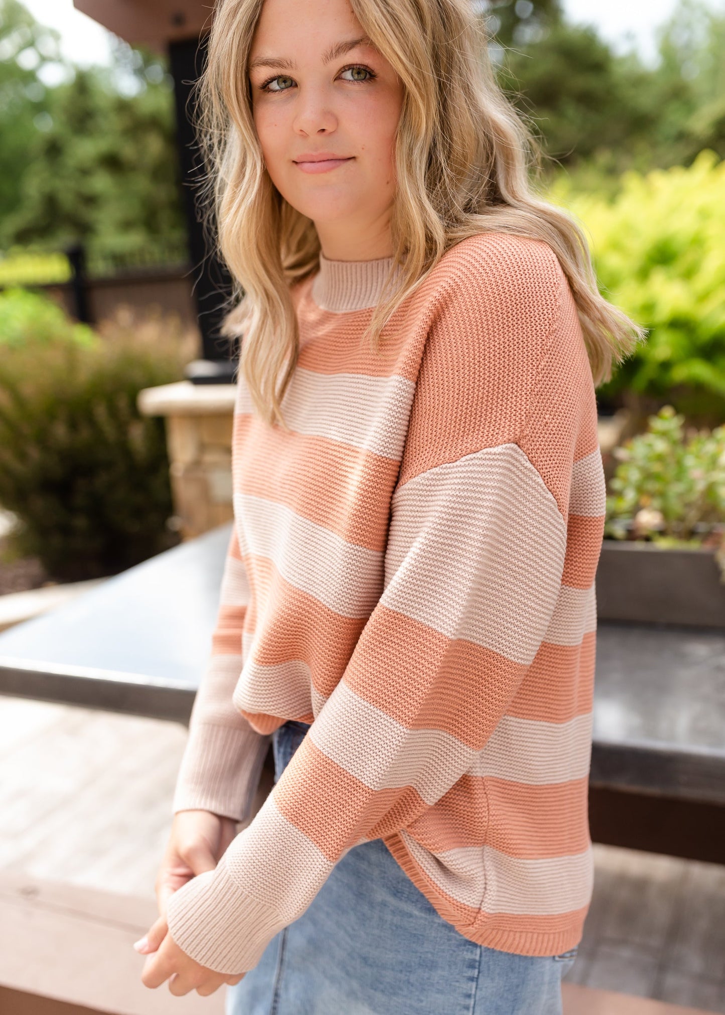 Taupe Two Tone Knit Sweater Top - FINAL SALE Tops