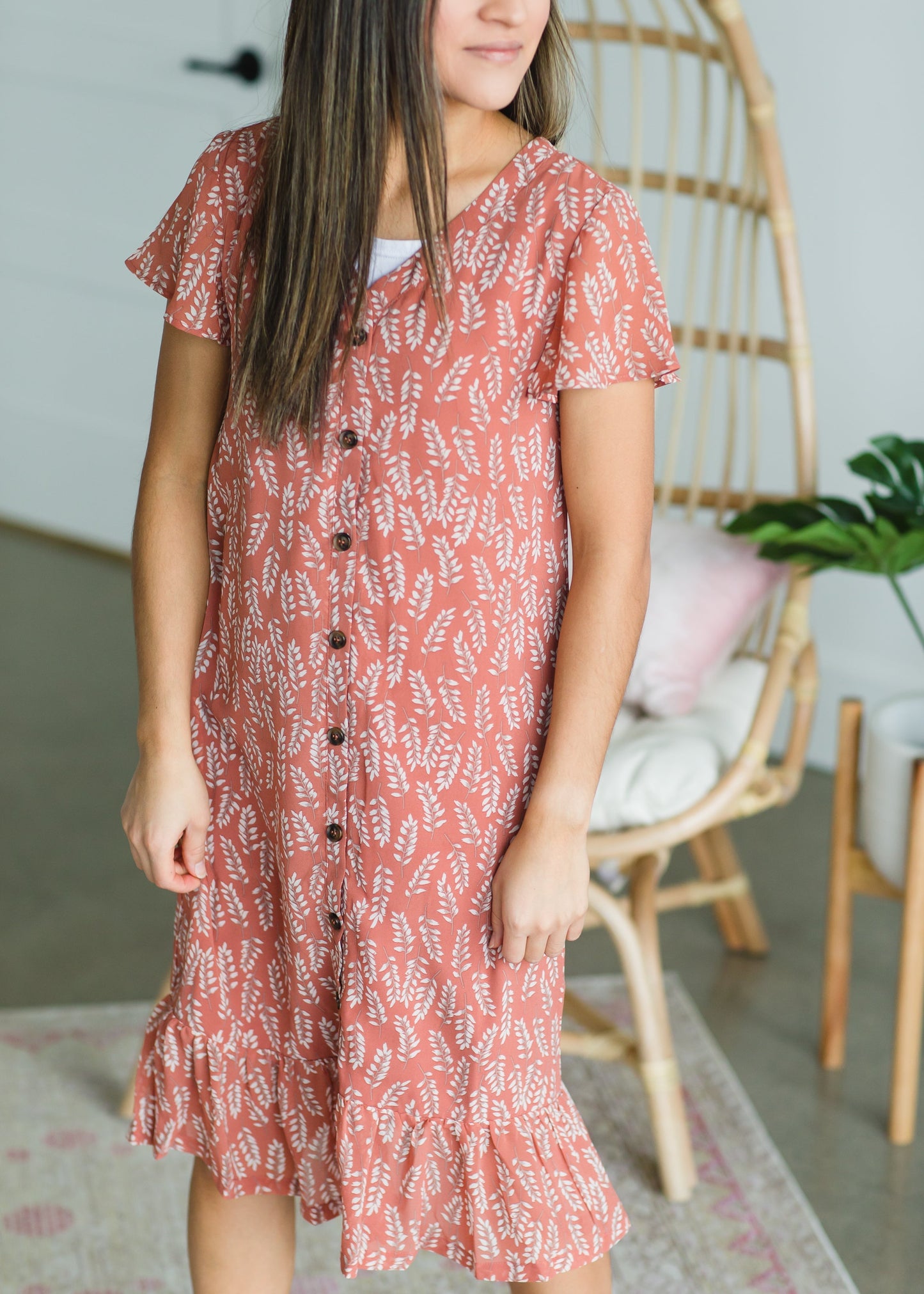 Terracotta Willow Branch Midi Dress - FINAL SALE Dresses