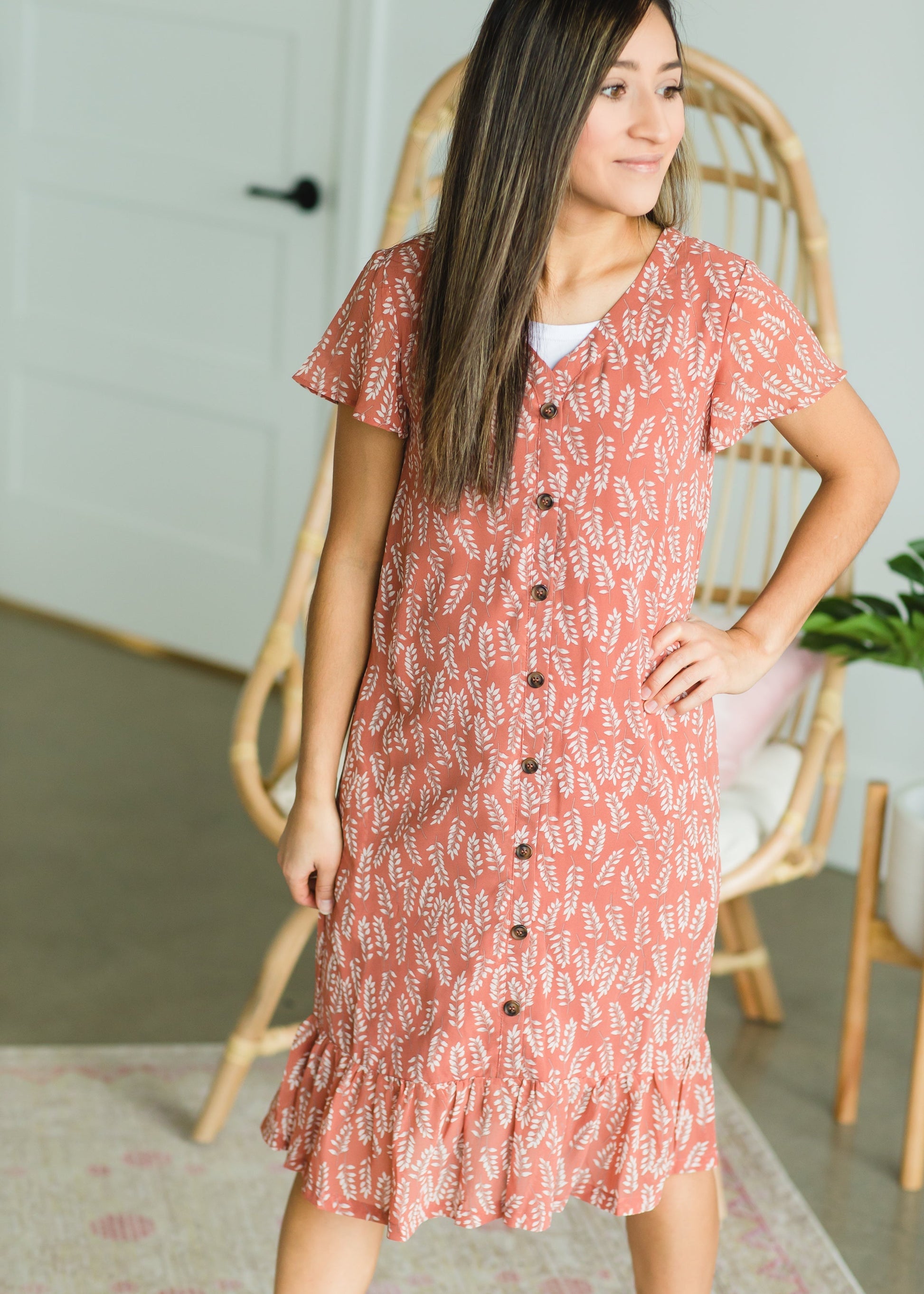 Terracotta Willow Branch Midi Dress - FINAL SALE Dresses