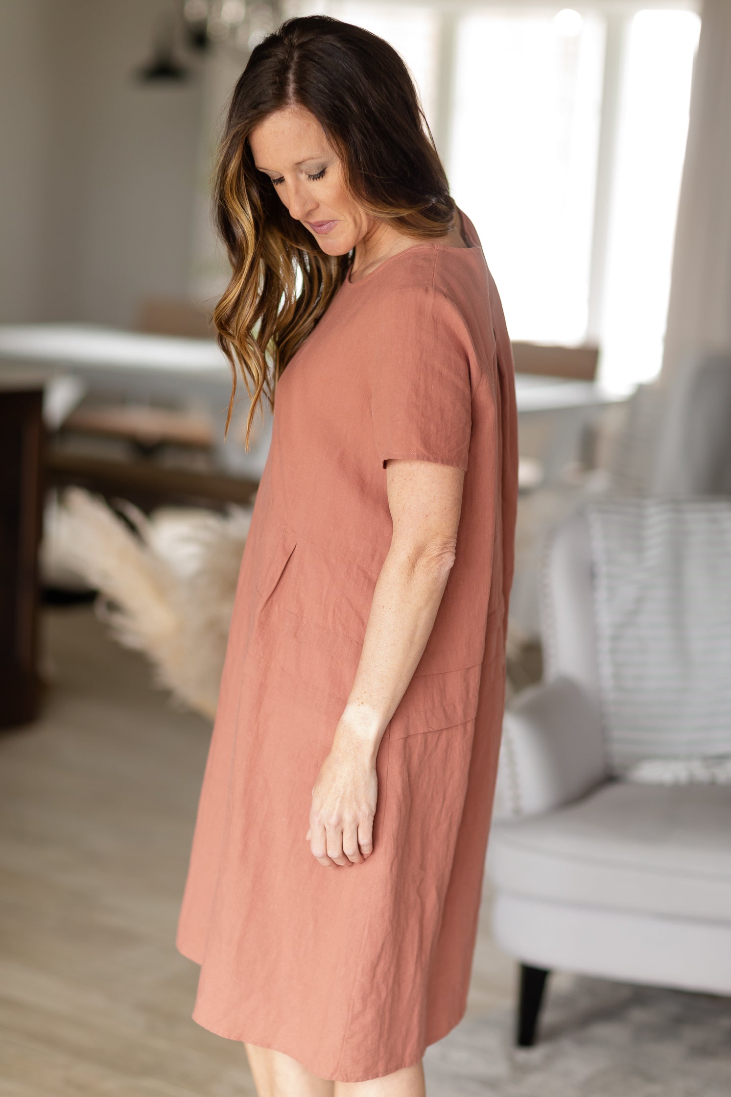 Terracotta Woven T Shirt Midi Dress - FINAL SALE Dresses