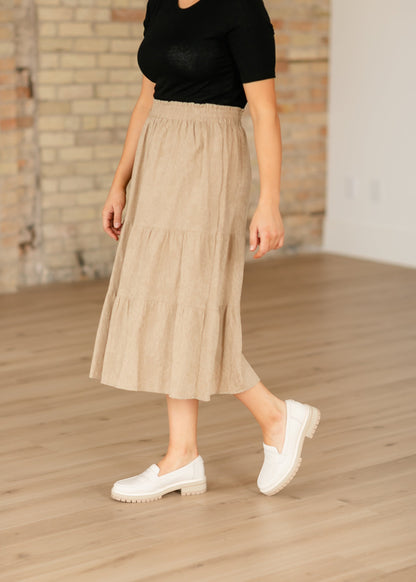 Textured Print Tiered Maxi Skirt FF Skirts