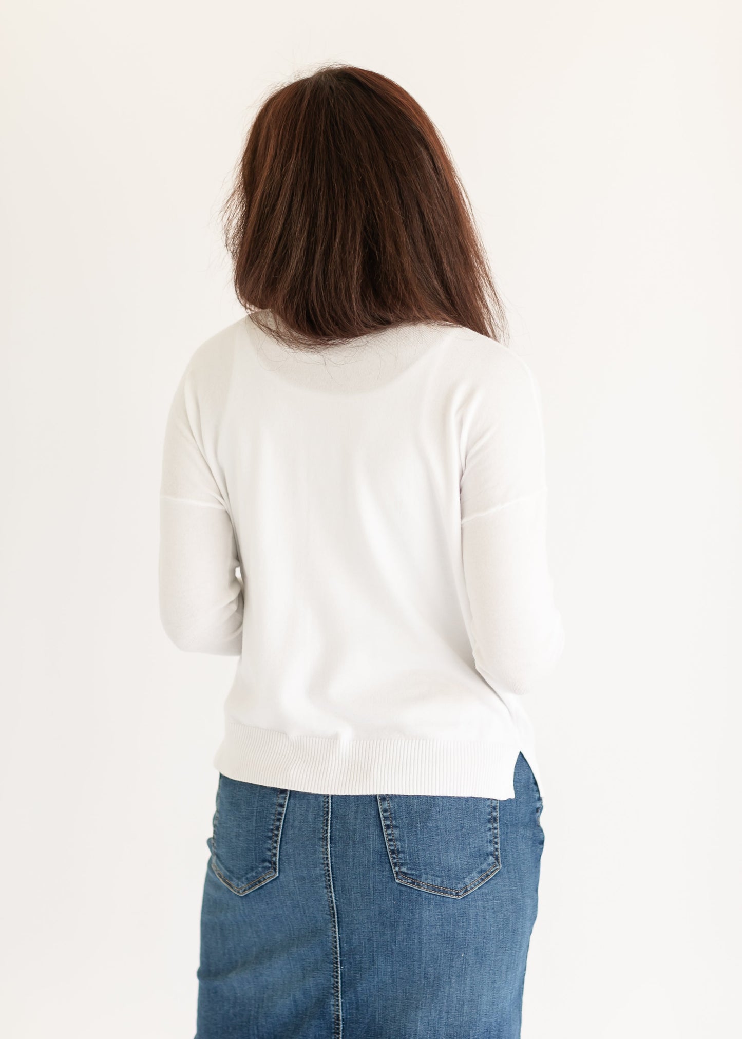 Thena Front Seam Long Sleeve Sweater FF Tops