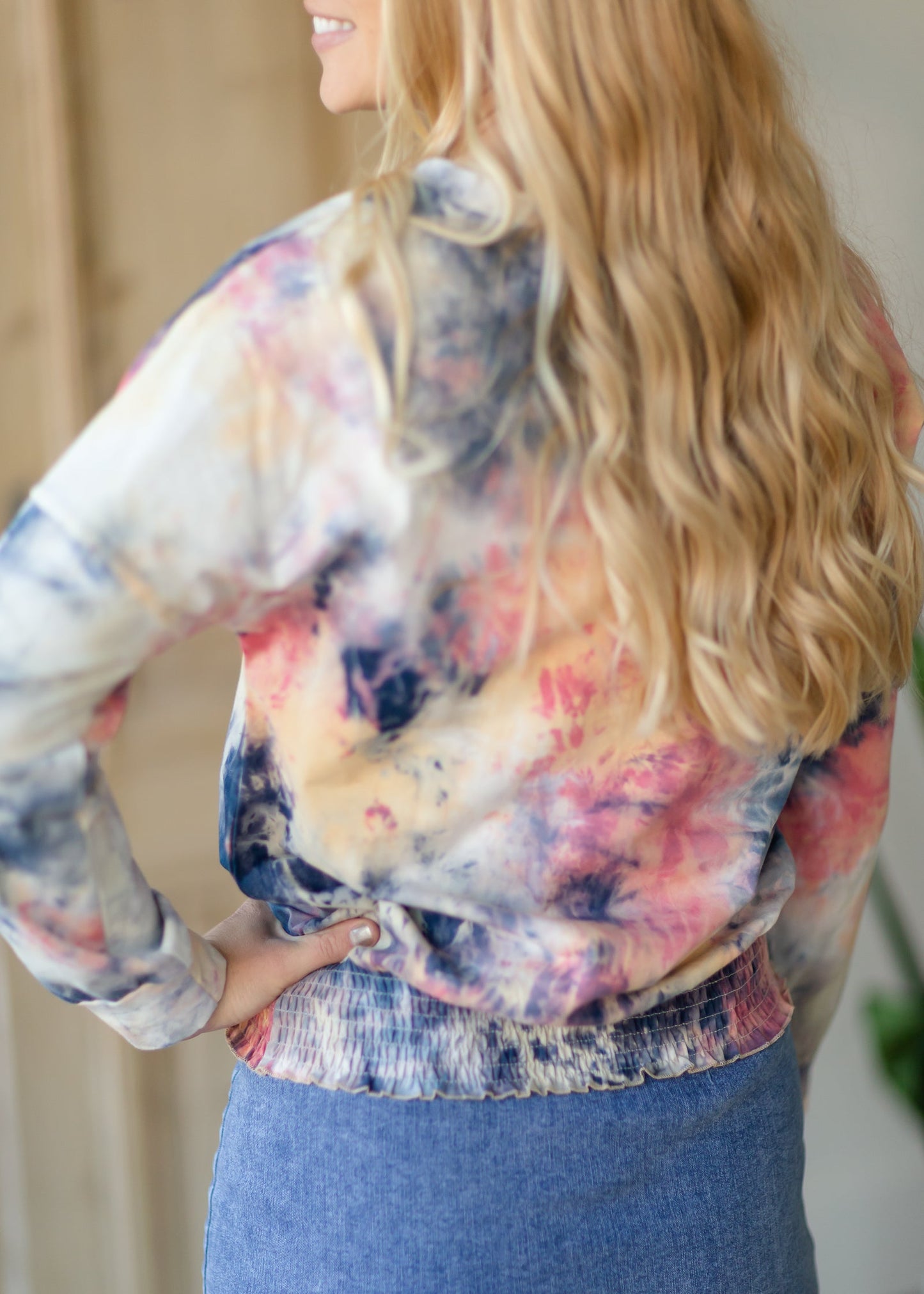 Tie Dye Smocked Long Sleeve Top - FINAL SALE Tops