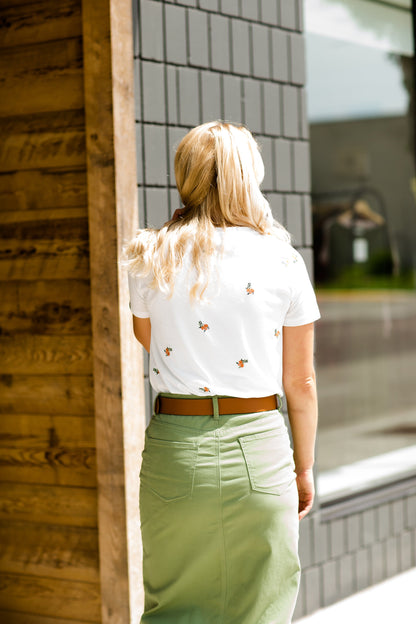 Tiny Floral Embroidered Top Tops