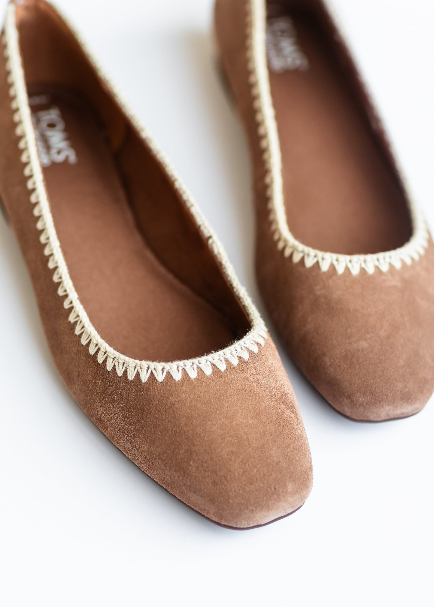 TOMS® Briella Brown Deco Stitch Suede Flat Shoes