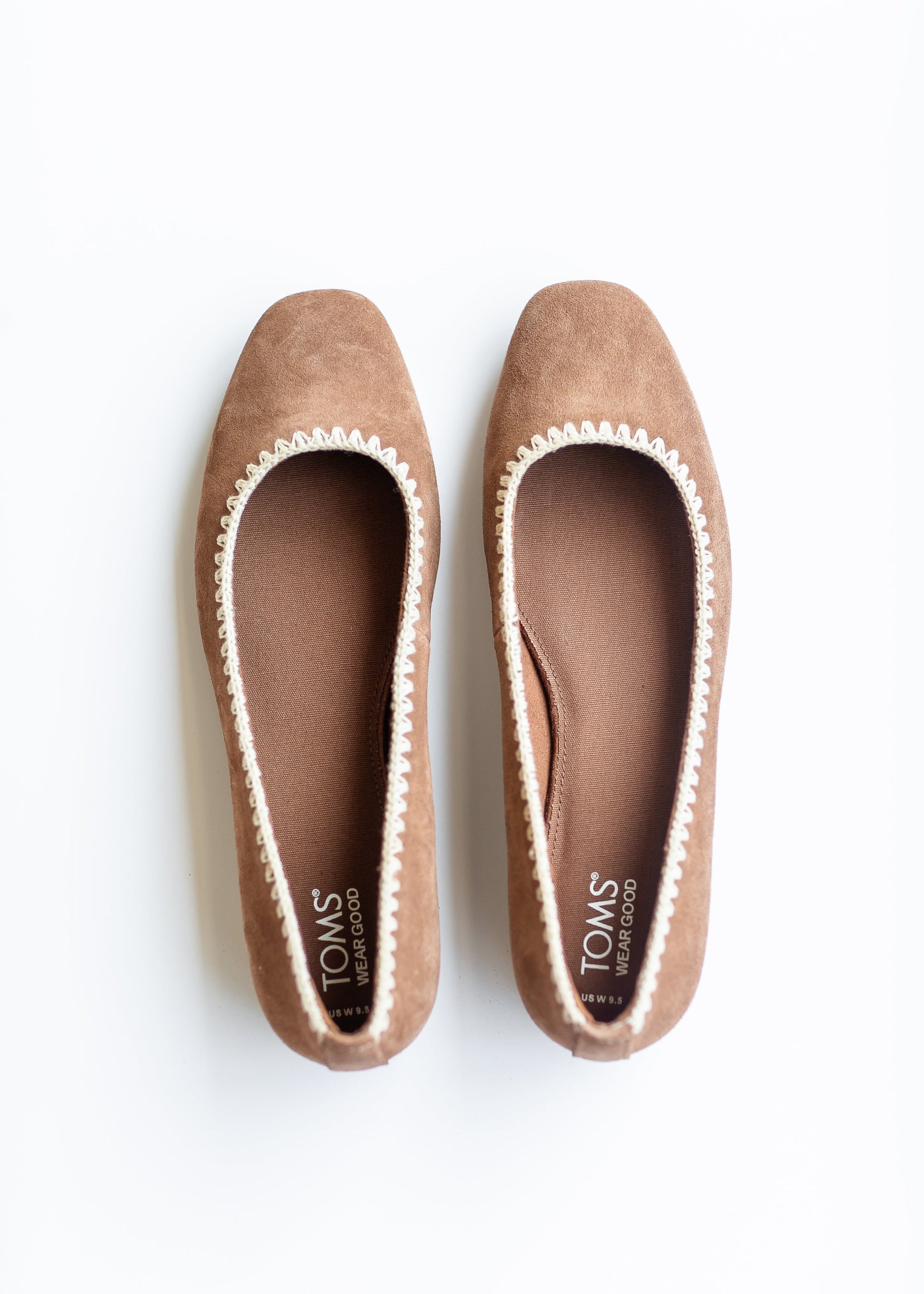 TOMS® Briella Brown Deco Stitch Suede Flat Shoes