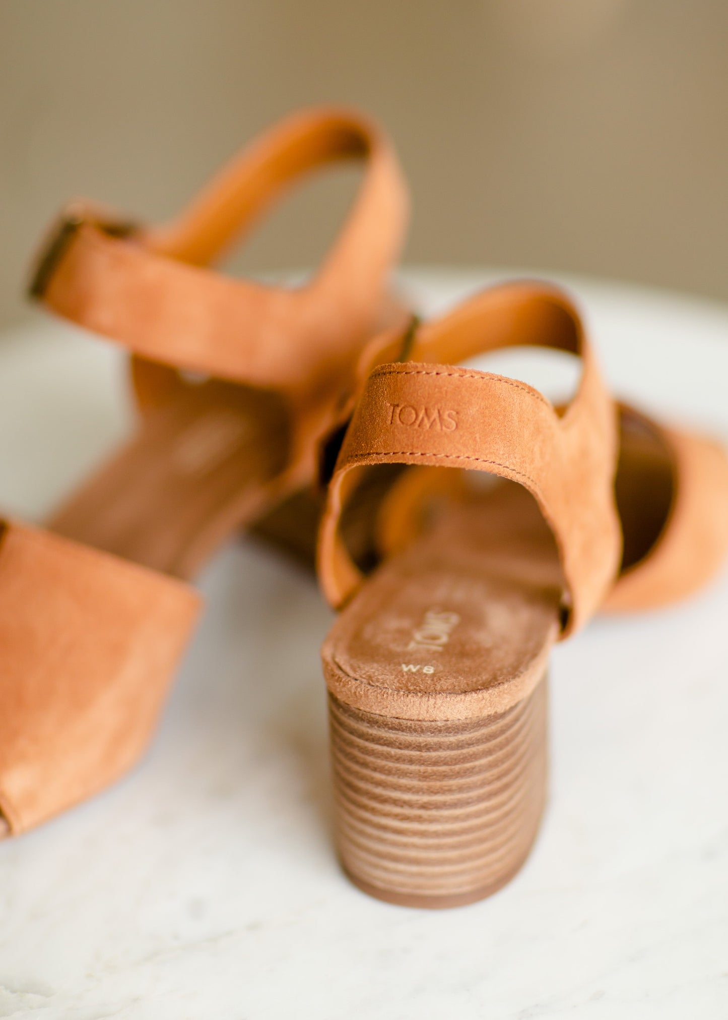 TOMS Estelle Tan Block Heel Sandal Shoes