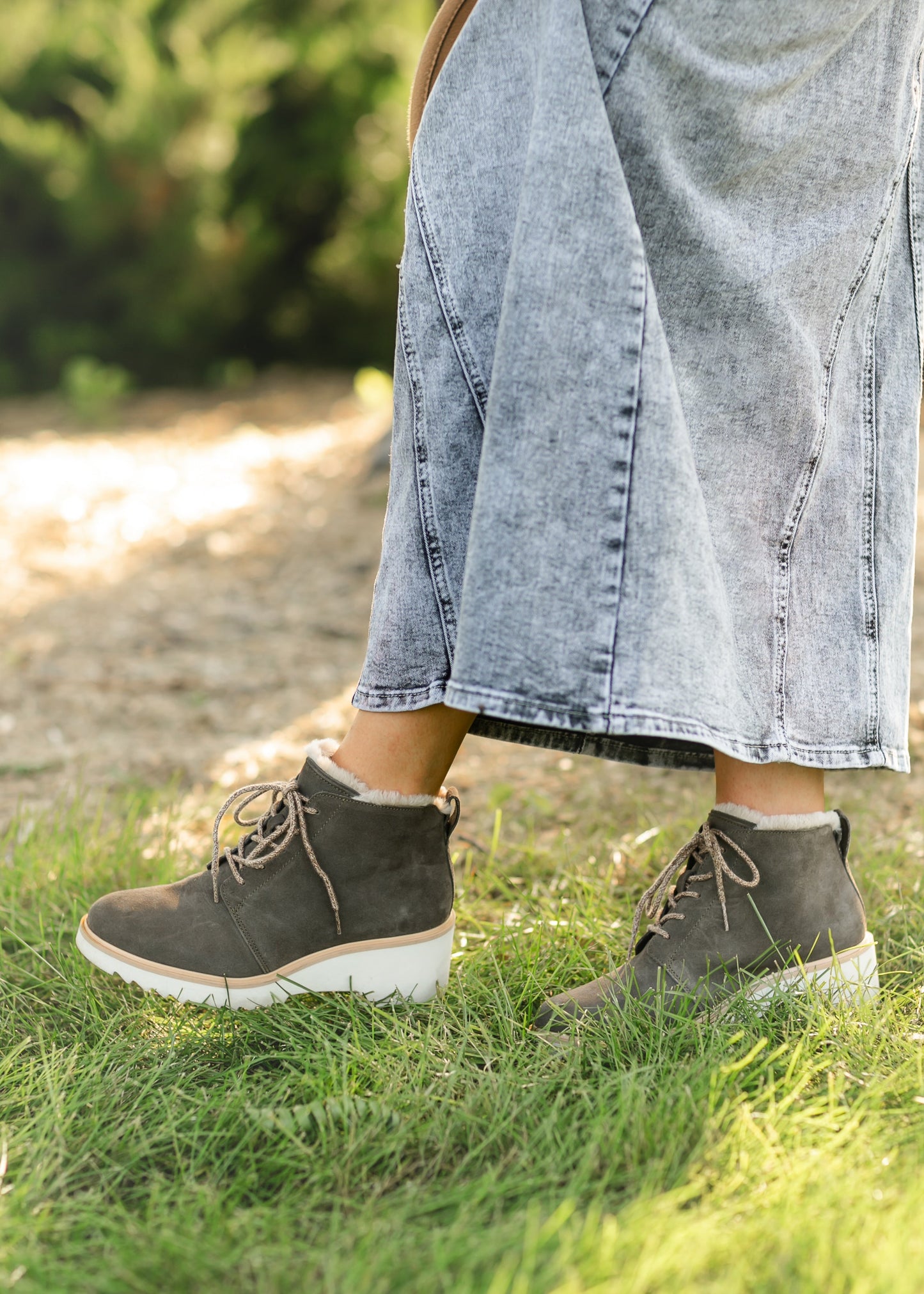 TOMS® Maude Suede Lace Up Wedge Boot Shoes