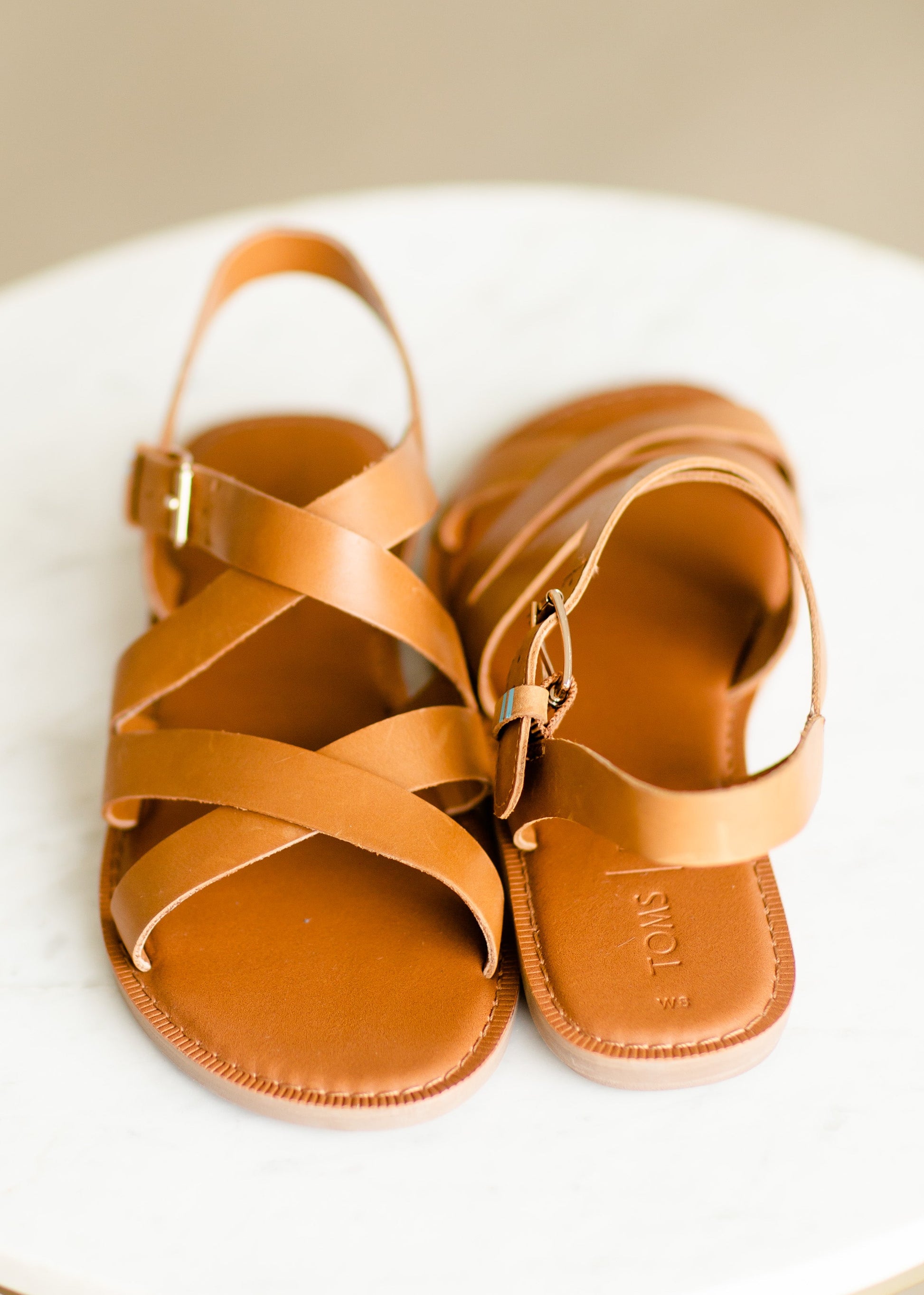 TOMS Tan Leather Sicily Sandal - FINAL SALE Shoes