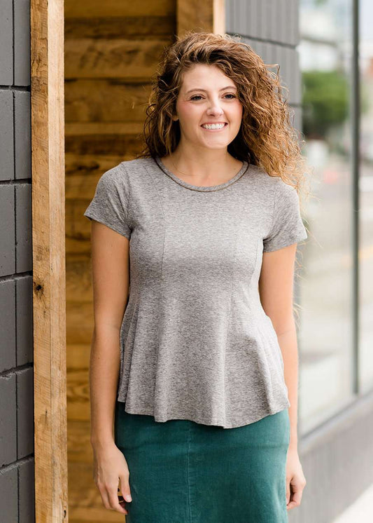 Trimmed Peplum Tee - FINAL SALE Tops