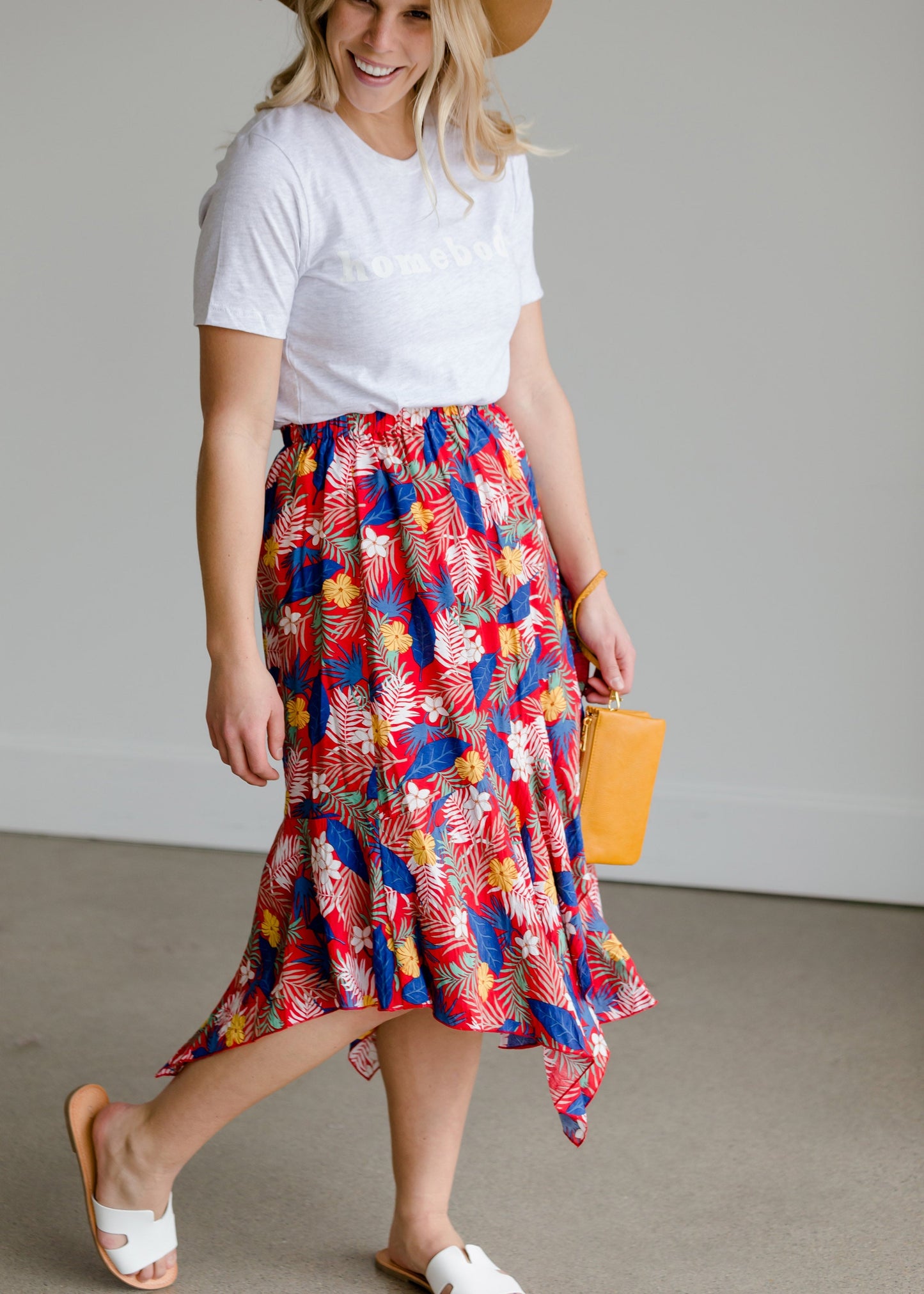 Tropical Hankerchief Hem Midi Skirt - FINAL SALE Skirts