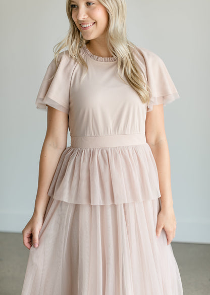 Tulle Tiered Midi Dress Dresses