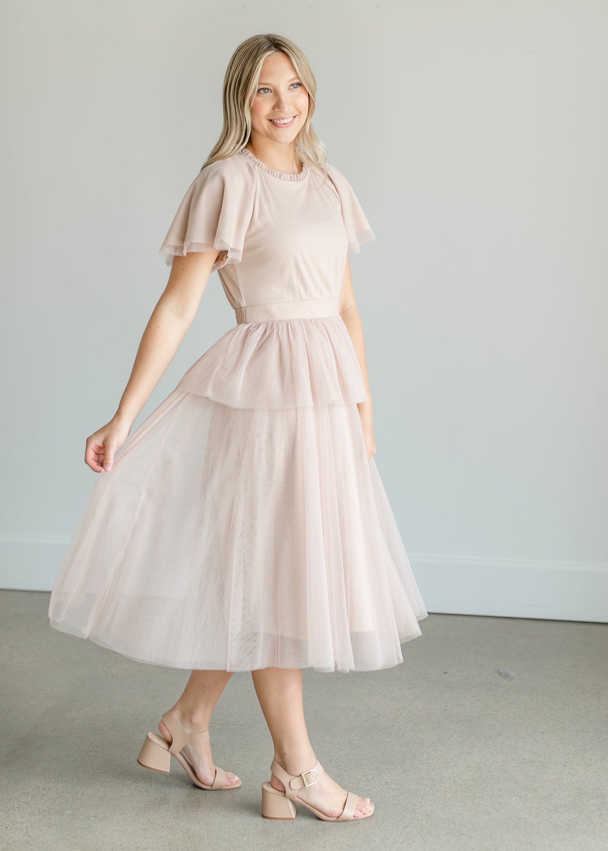 Tulle Tiered Midi Dress Dresses