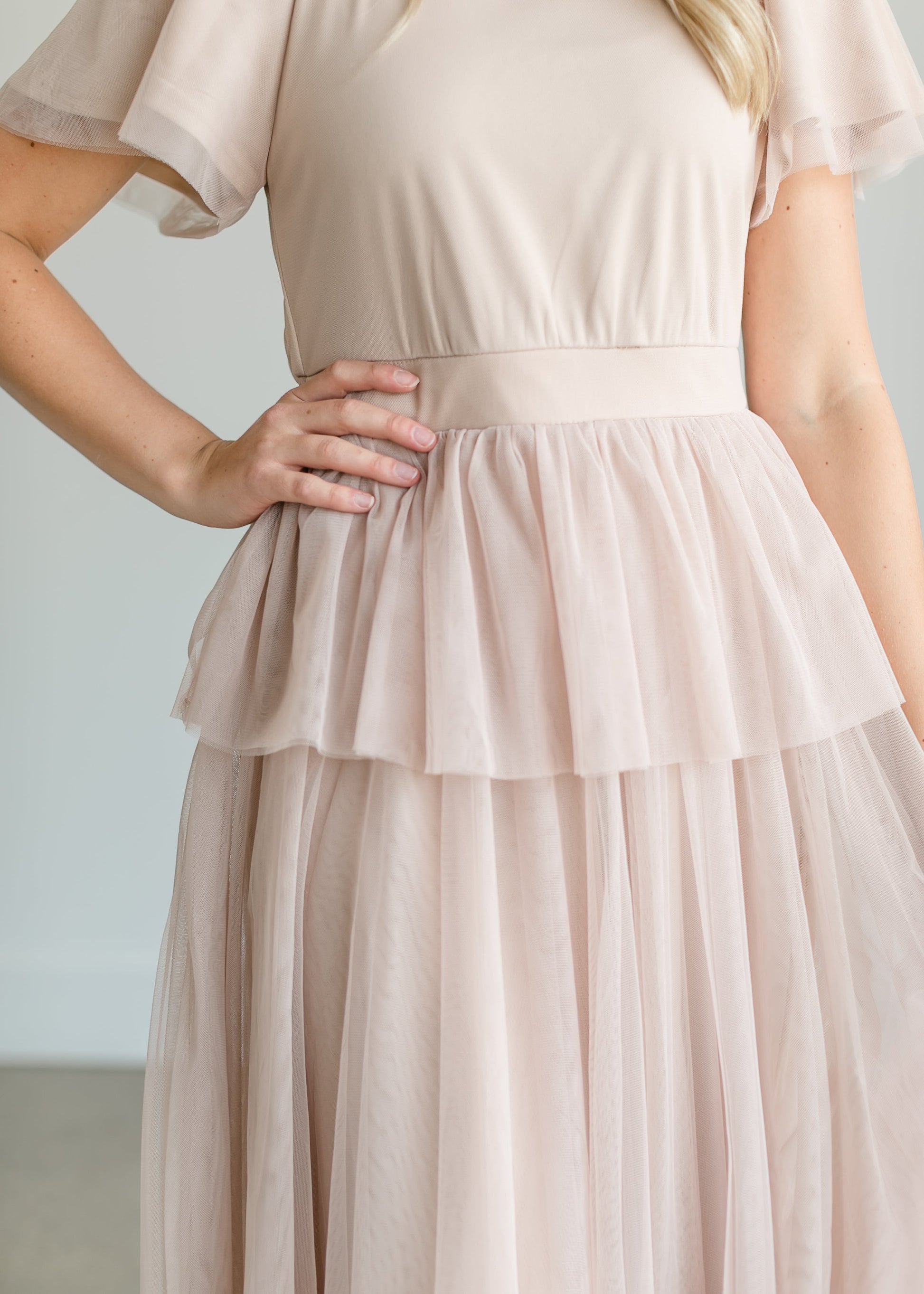 Tulle Tiered Midi Dress Dresses