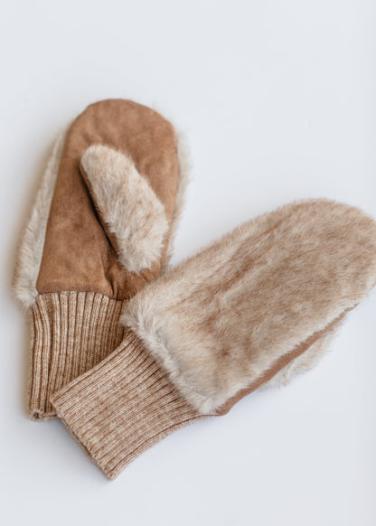 Two Tone Faux Fur Mittens Accessories