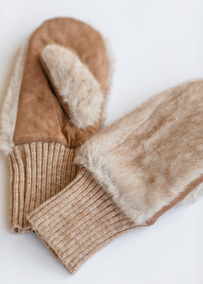 Two Tone Faux Fur Mittens Accessories