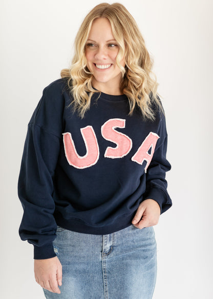 USA Drop Shoulder Crewneck Sweatshirt FF Layering Essentials