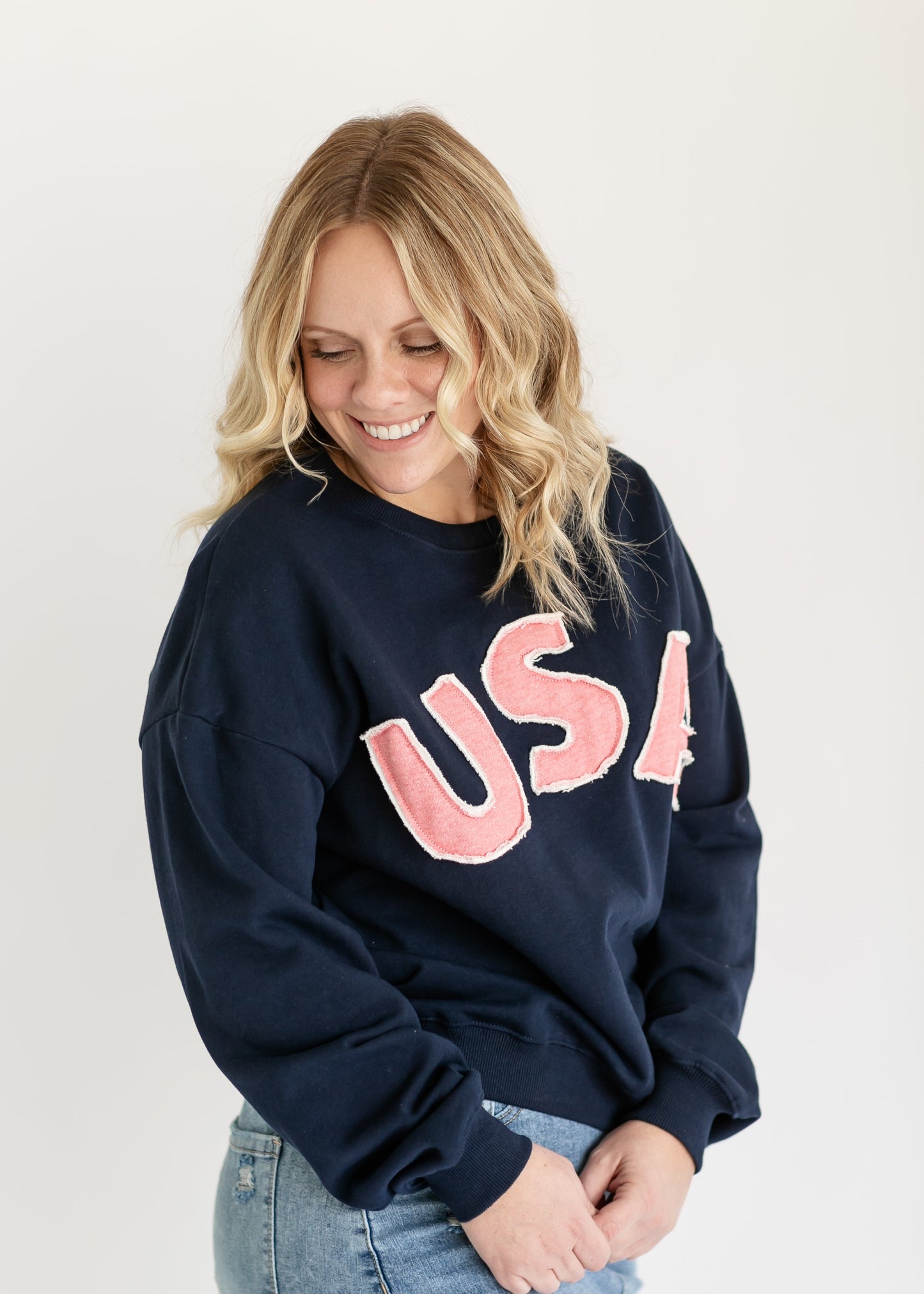 USA Drop Shoulder Crewneck Sweatshirt FF Layering Essentials