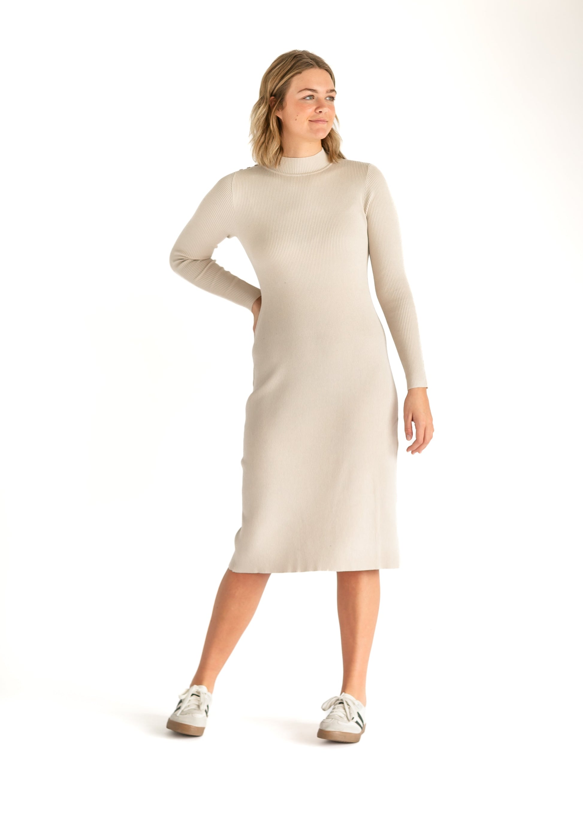 Vanna Ribbed Knit Midi Dress IC Dresses