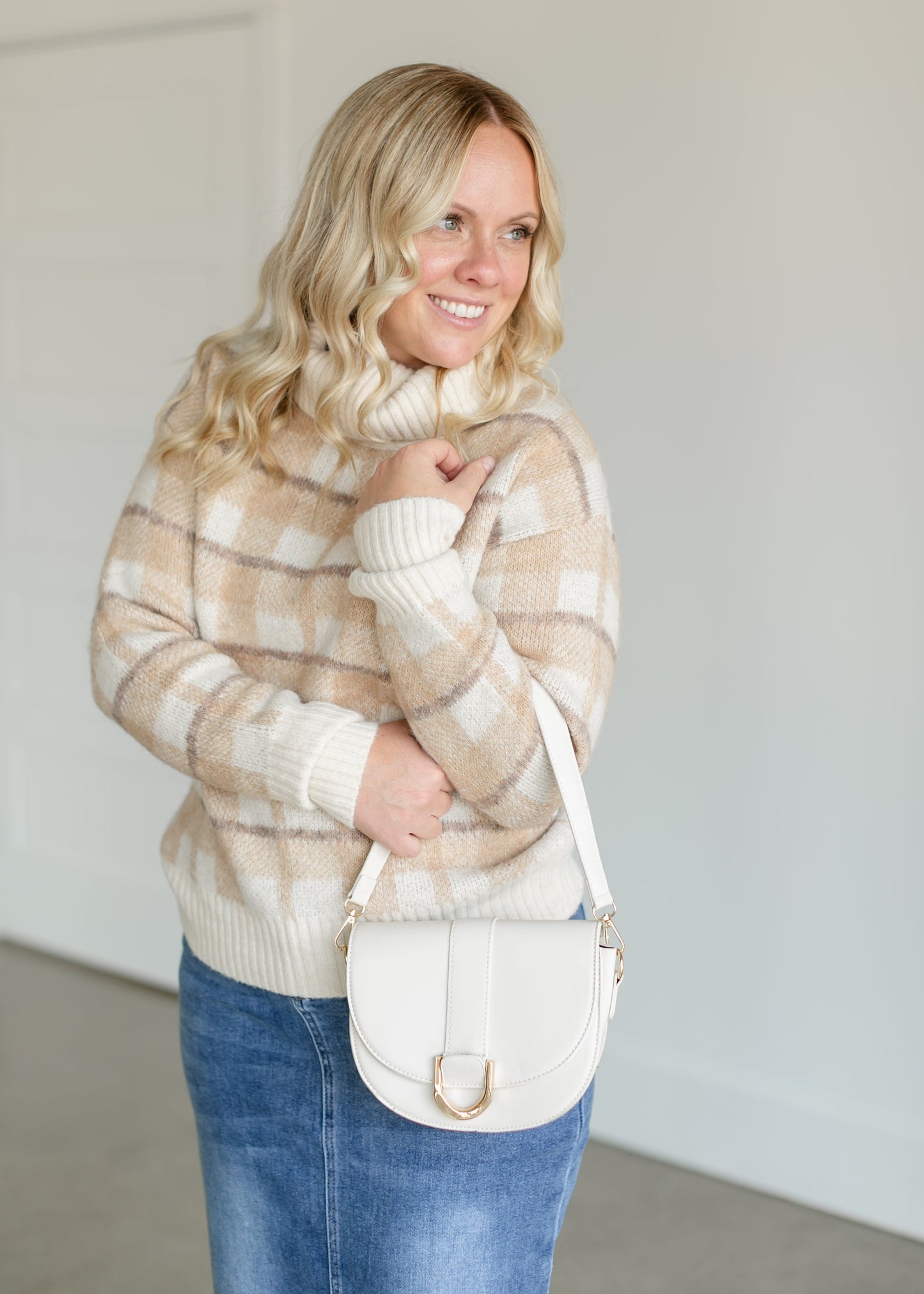 Vegan Leather Cream Saddle Bag Accessories