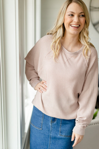 Waffle Knit Sandstone Top - FINAL SALE Tops