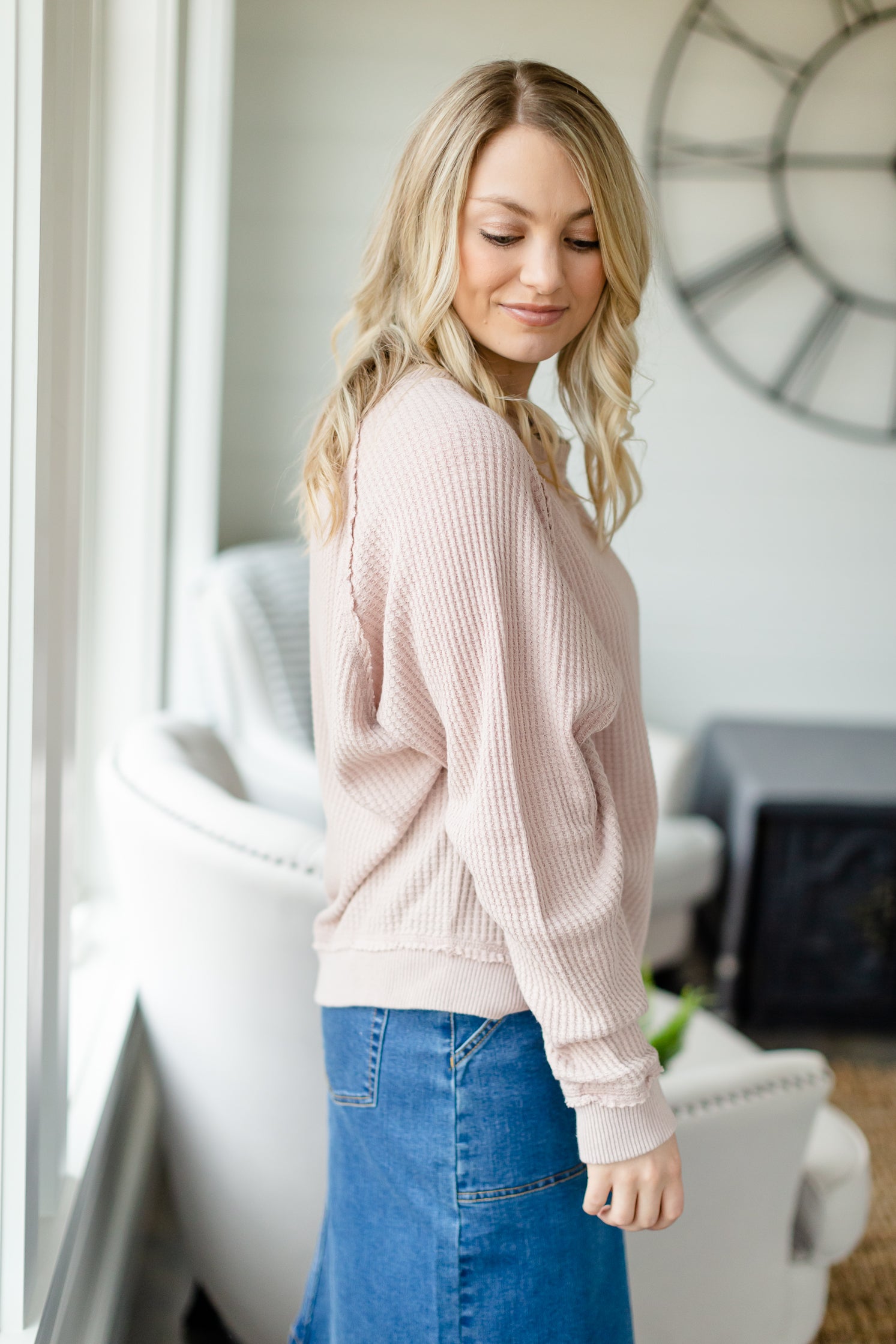 Waffle Knit Sandstone Top - FINAL SALE Tops