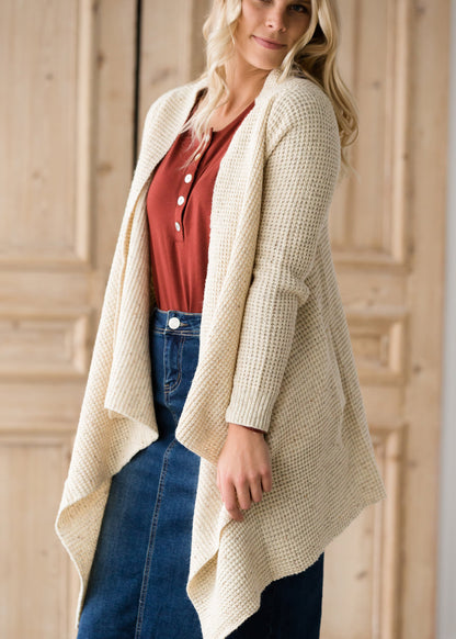 Waffle Wrap Button Sweater - FINAL SALE Tops