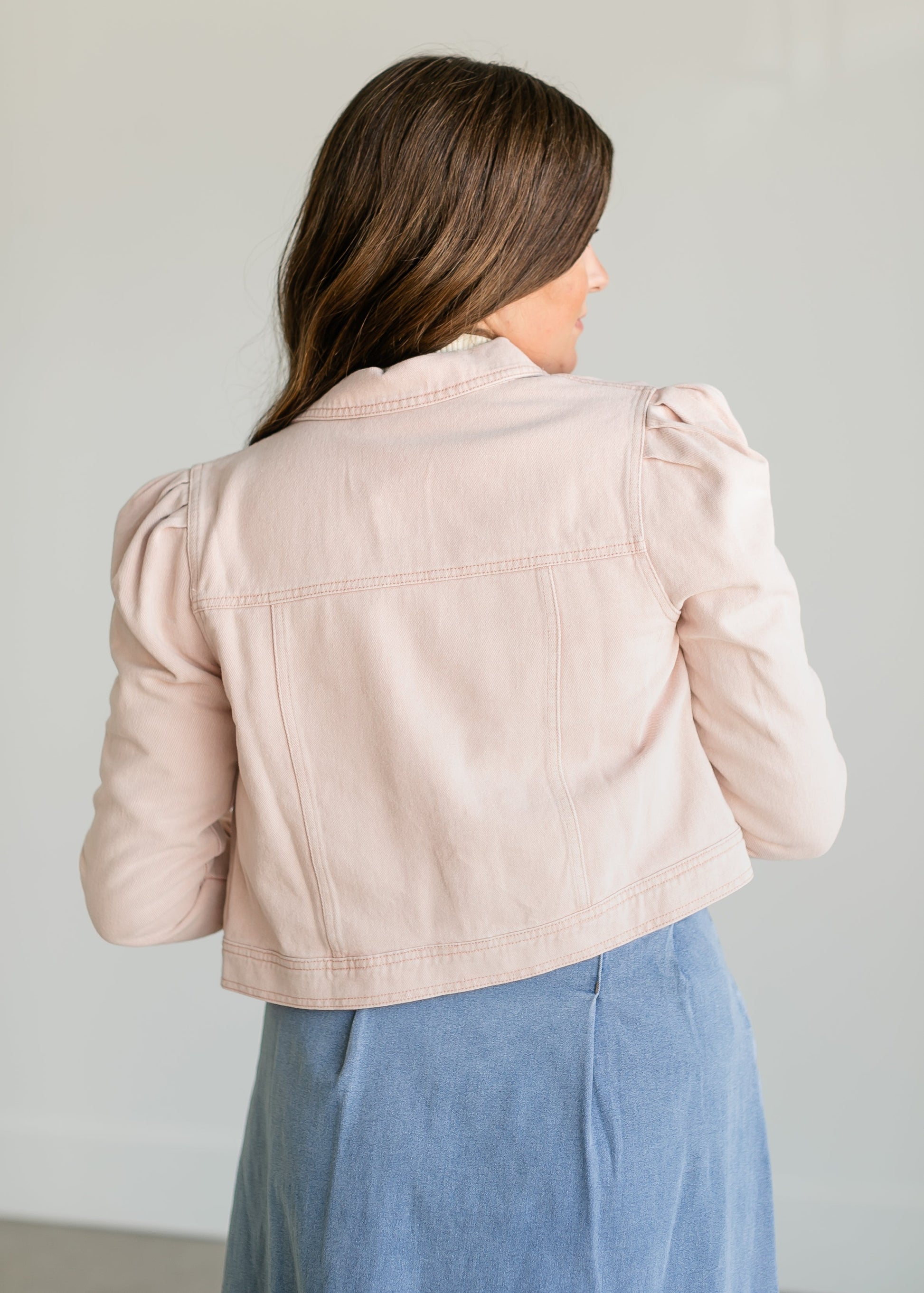 Washed Pink Denim Jacket FF Tops