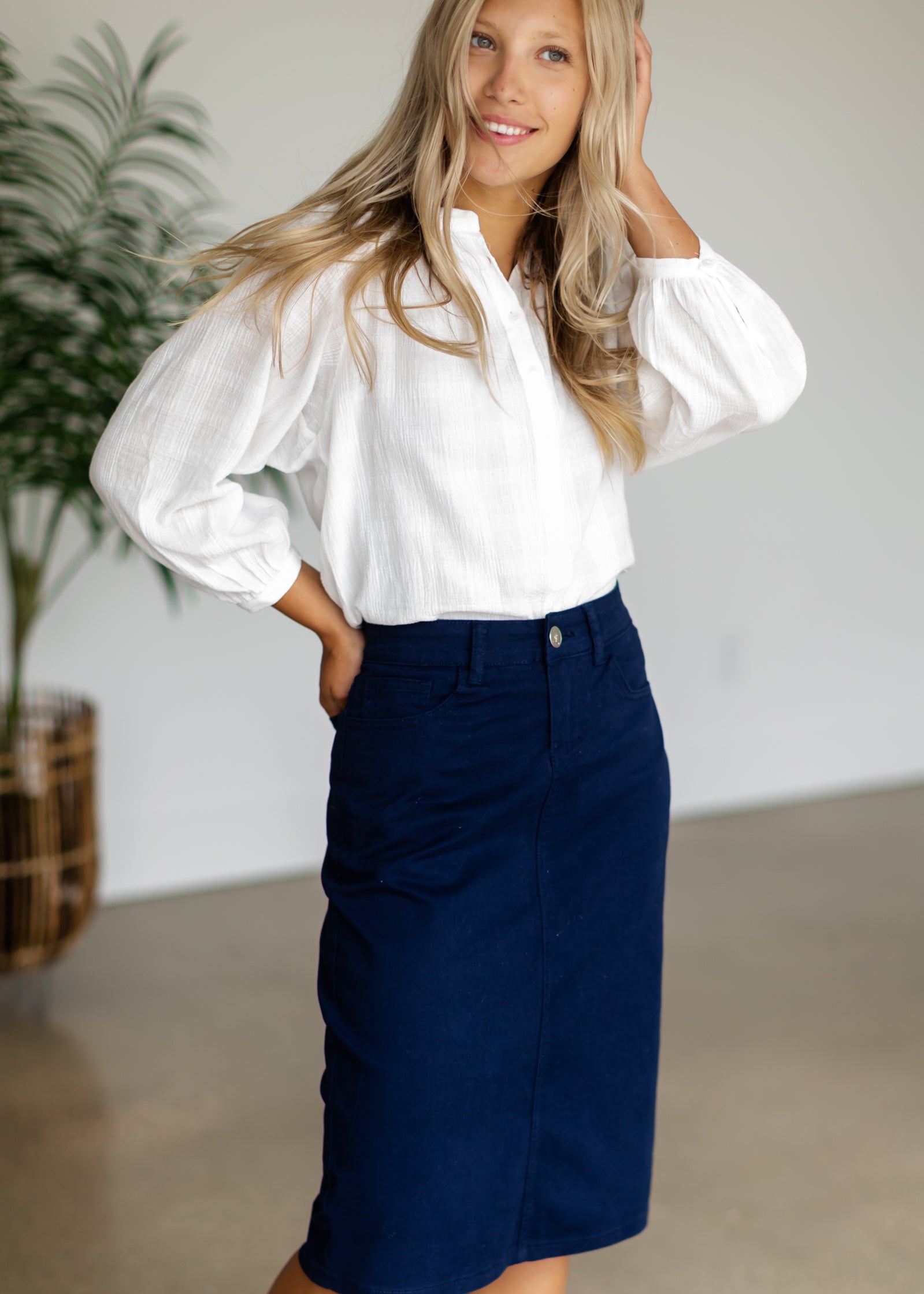 White Cotton Button Up Blouse - FINAL SALE FF Tops