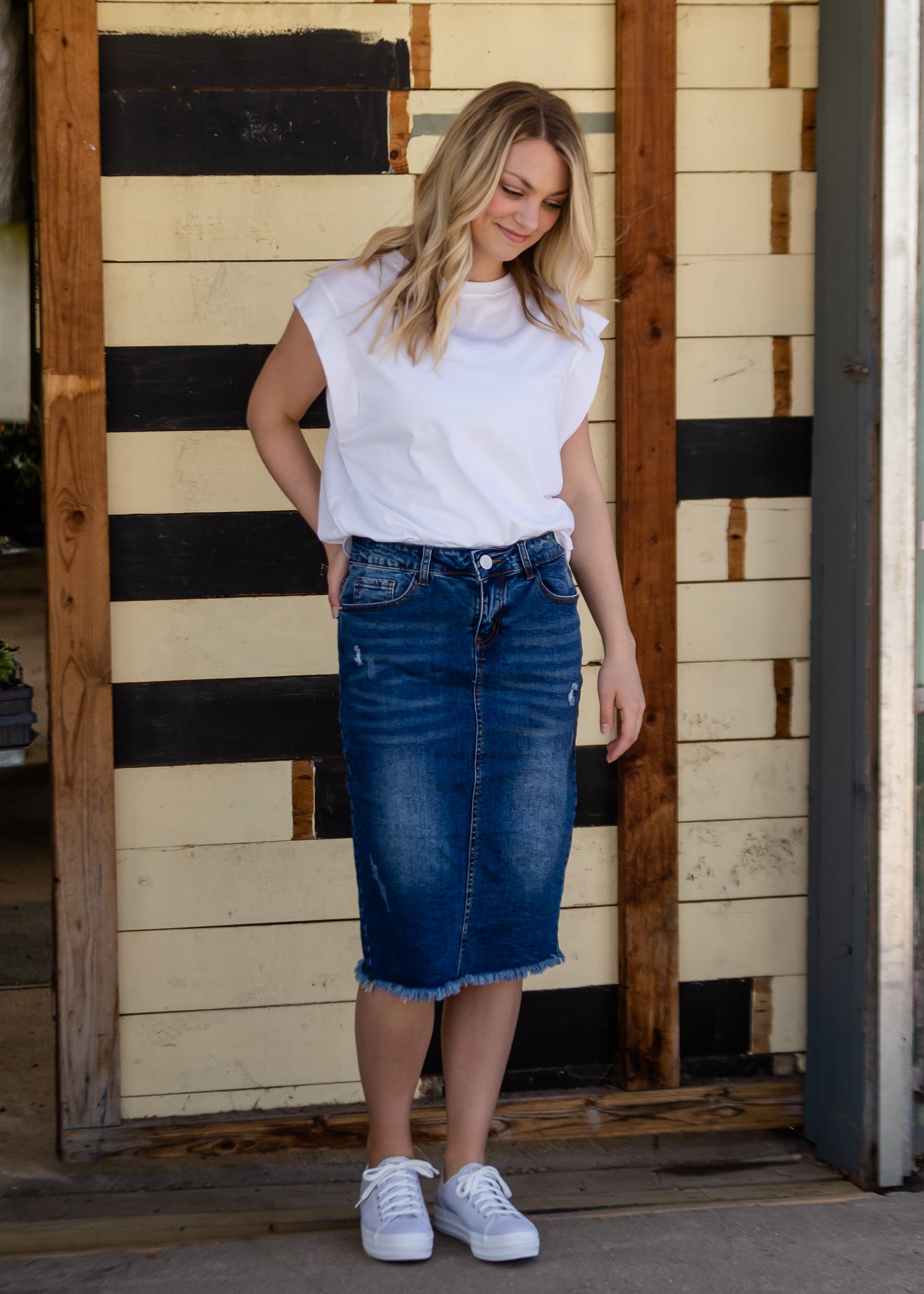 White Cotton Short Sleeve Top - FINAL SALE FF Tops