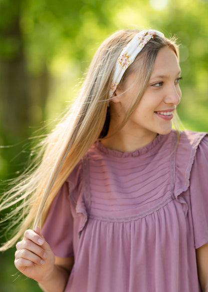 White Floral Headband - FINAL SALE Accessories