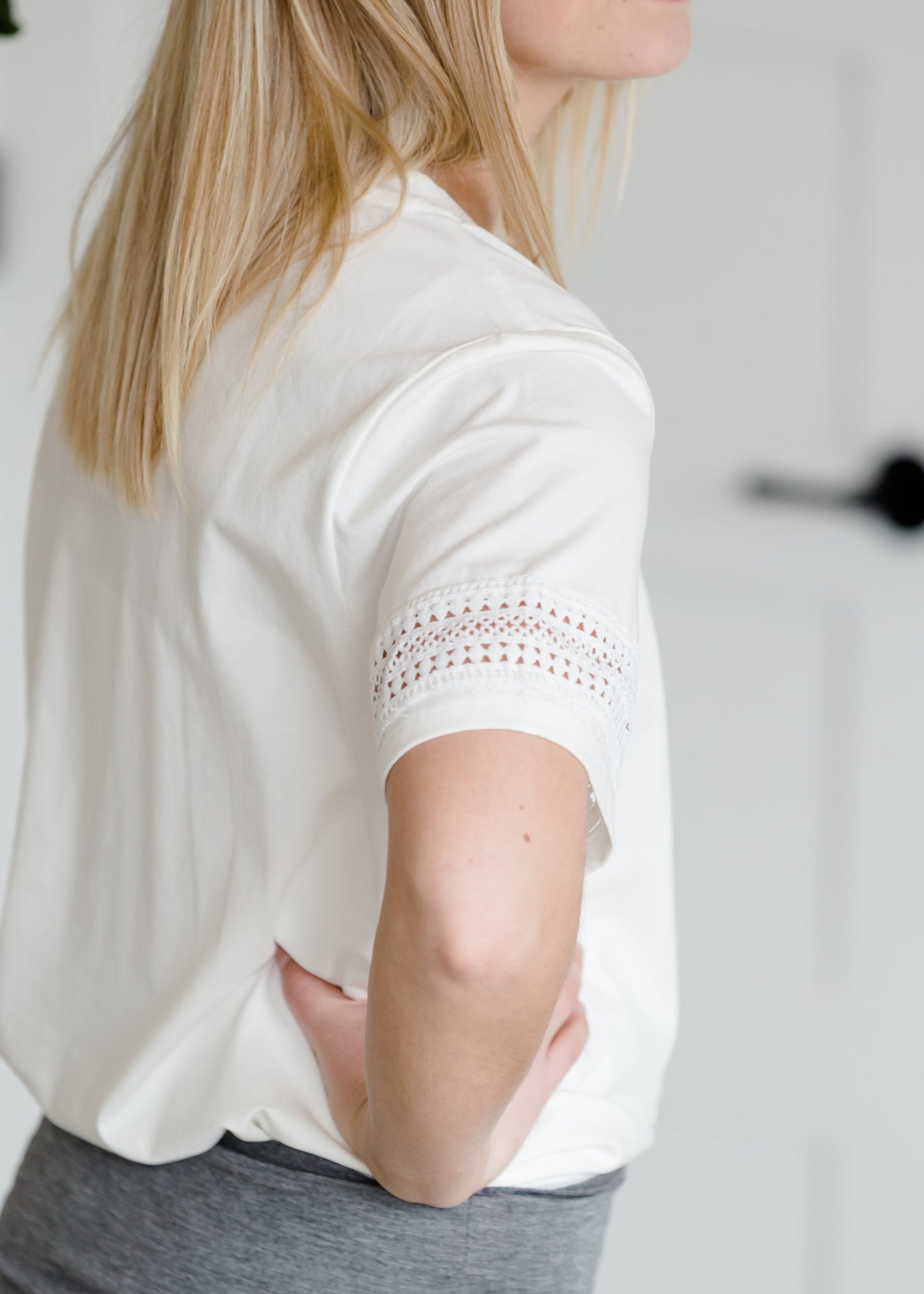 White Lace Trimmed Top Tops