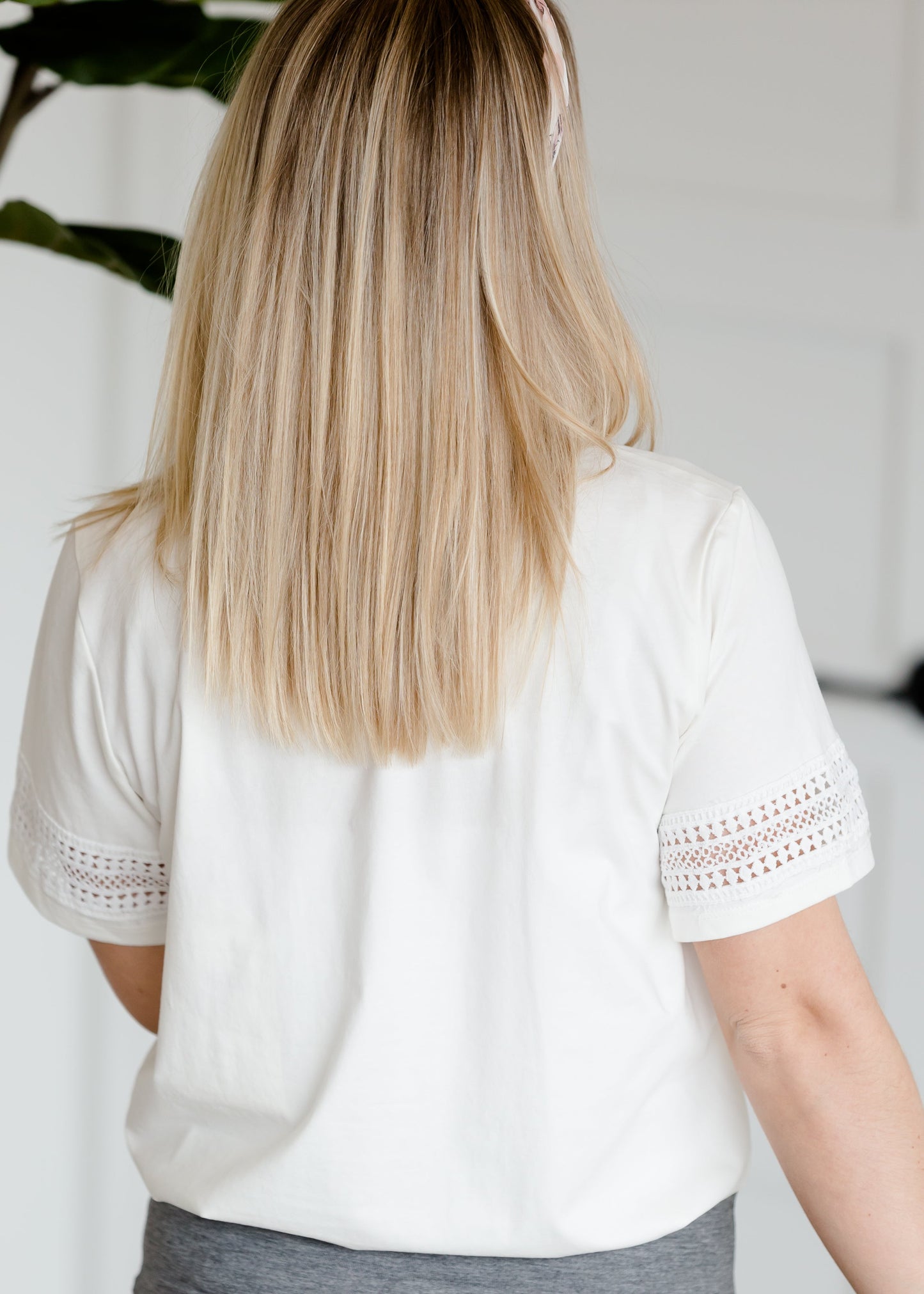 White Lace Trimmed Top Tops