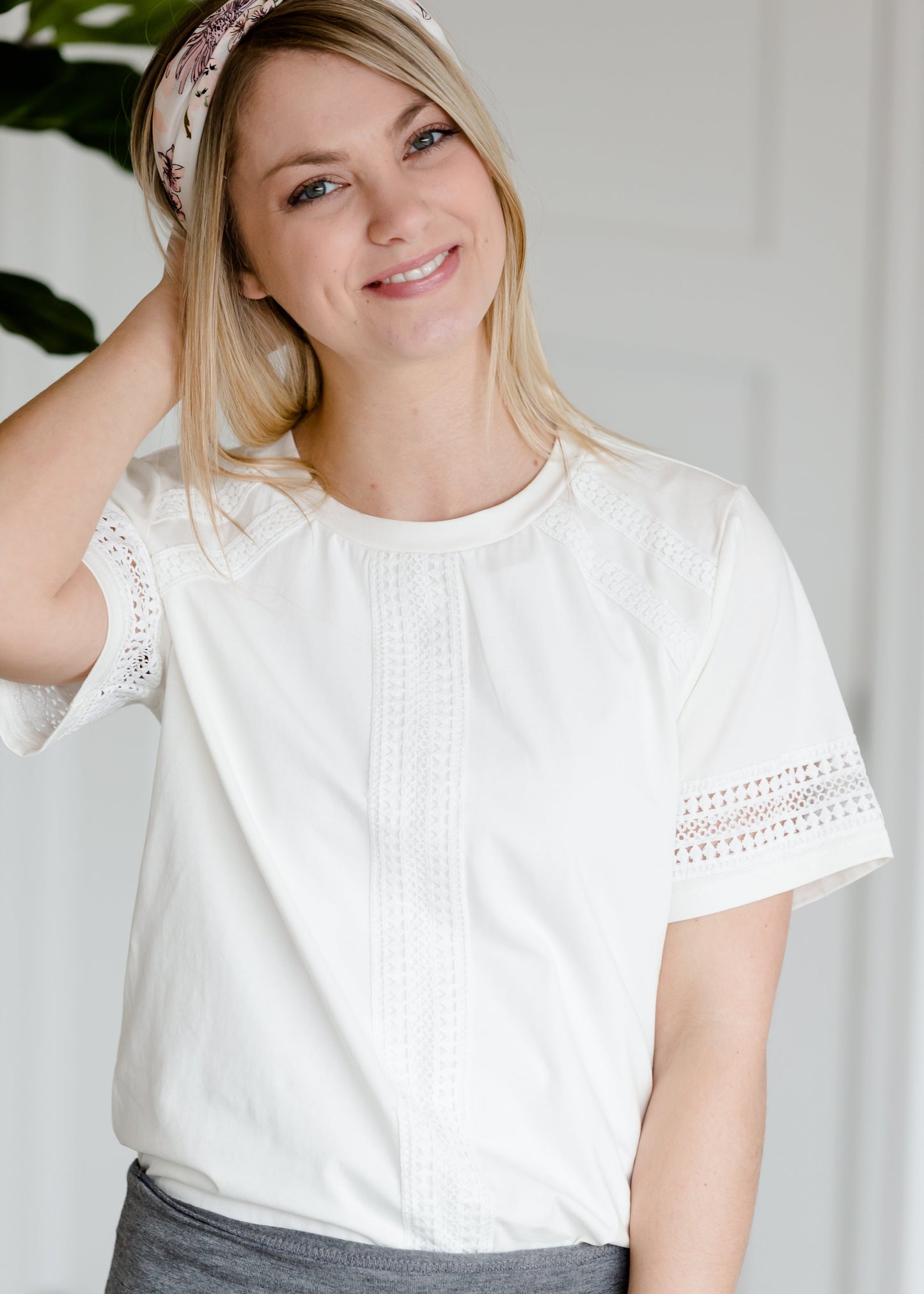 White Lace Trimmed Top Tops