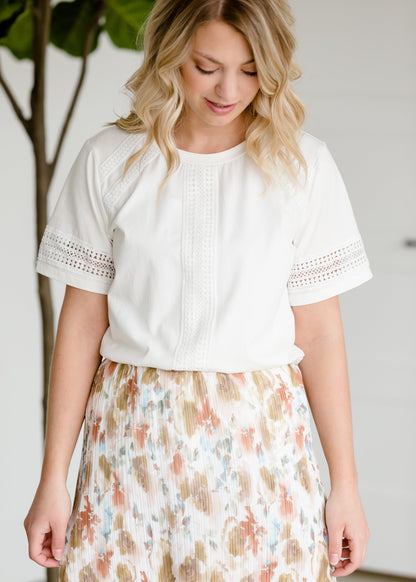 White Lace Trimmed Top Tops