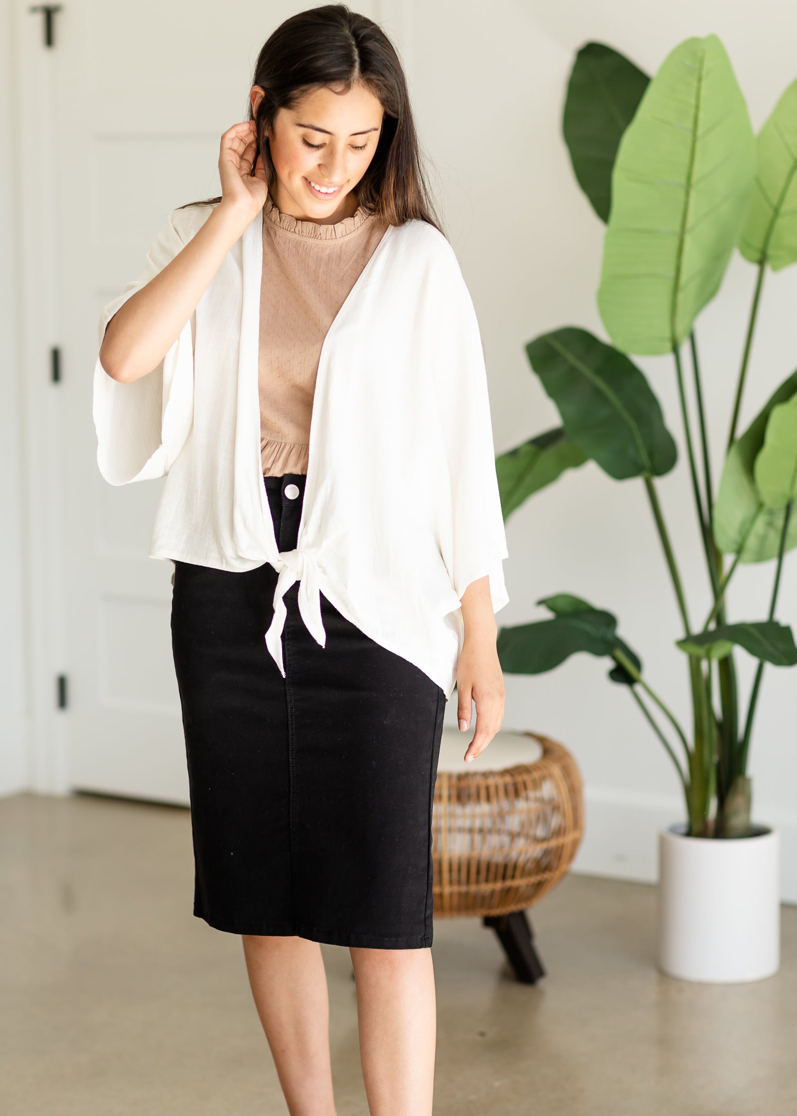 White Linen Kimono Tie Top - FINAL SALE Tops