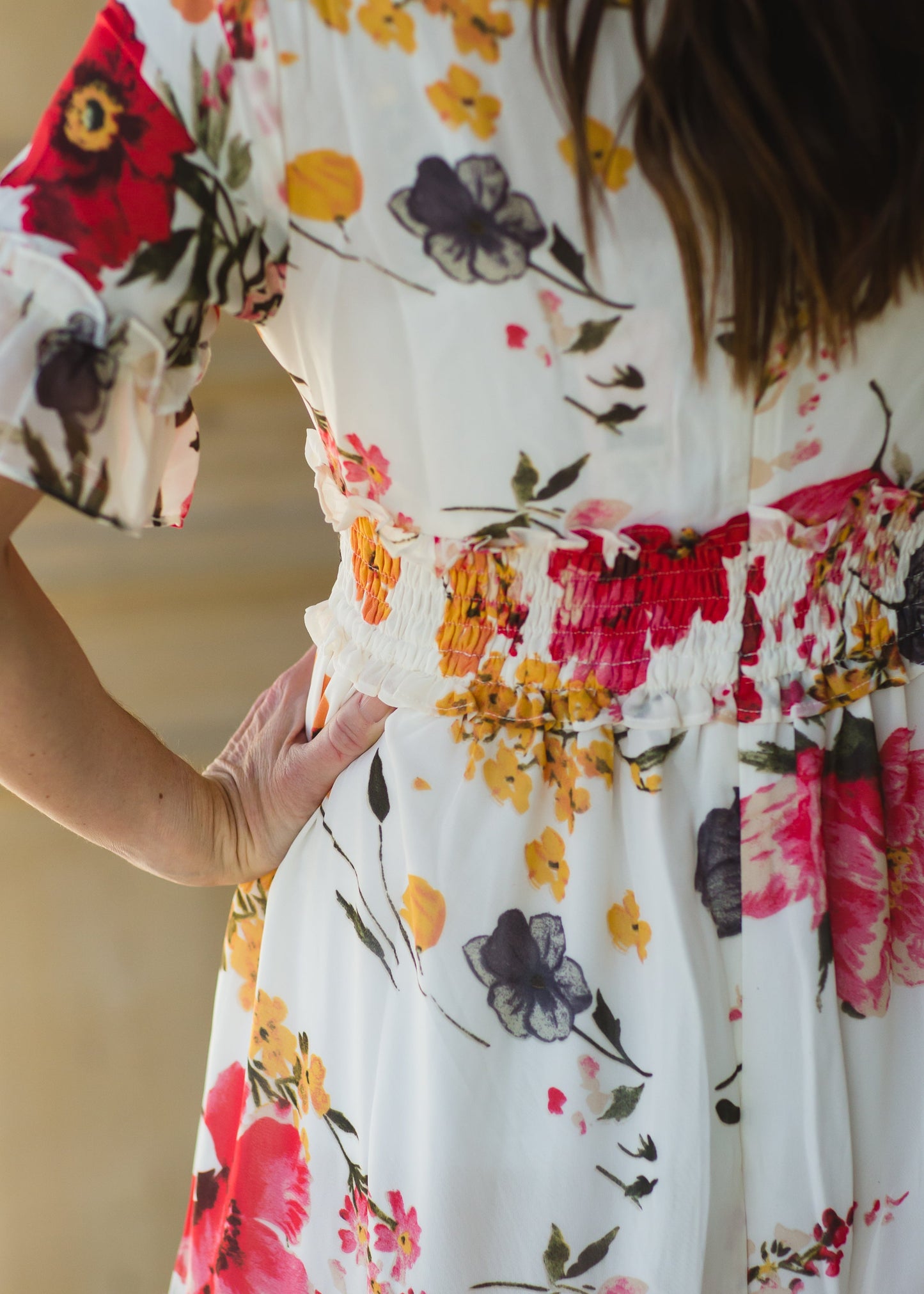 White Ruffle Floral Maxi Dress FF Dresses