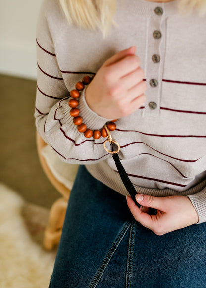 Wood Key Ring Bracelet - FINAL SALE Accessories Cognac