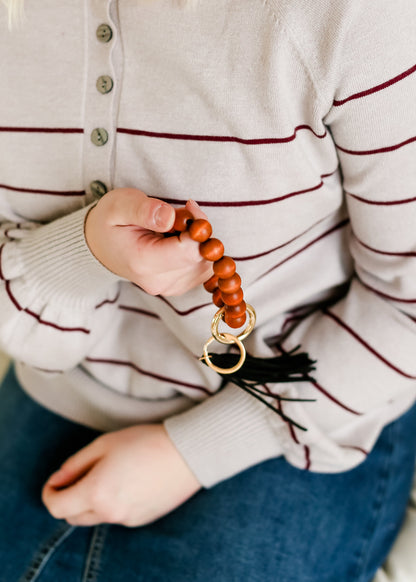 Wood Key Ring Bracelet - FINAL SALE Accessories Cognac