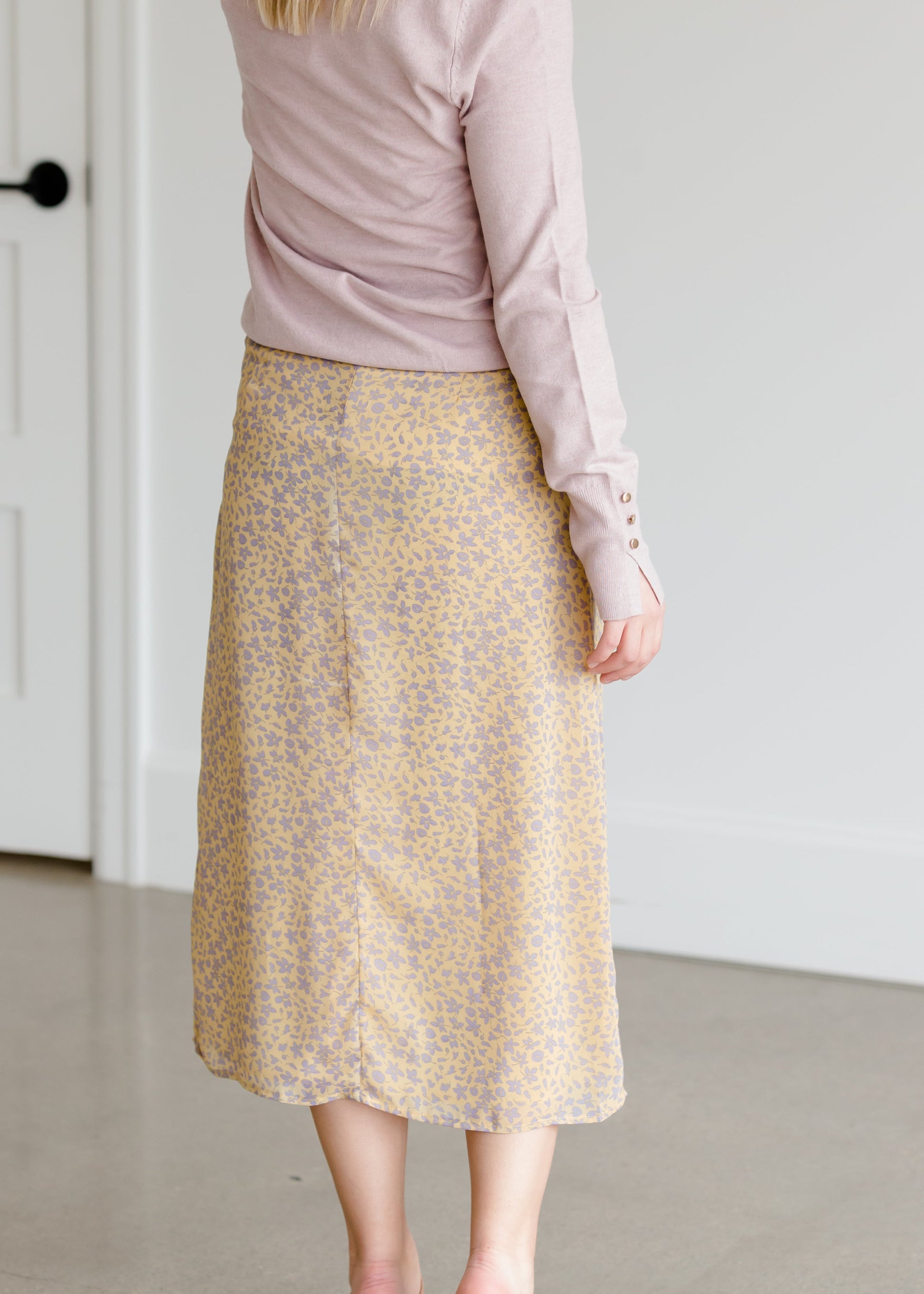 Yellow Floral Midi Skirt - FINAL SALE FF Skirts