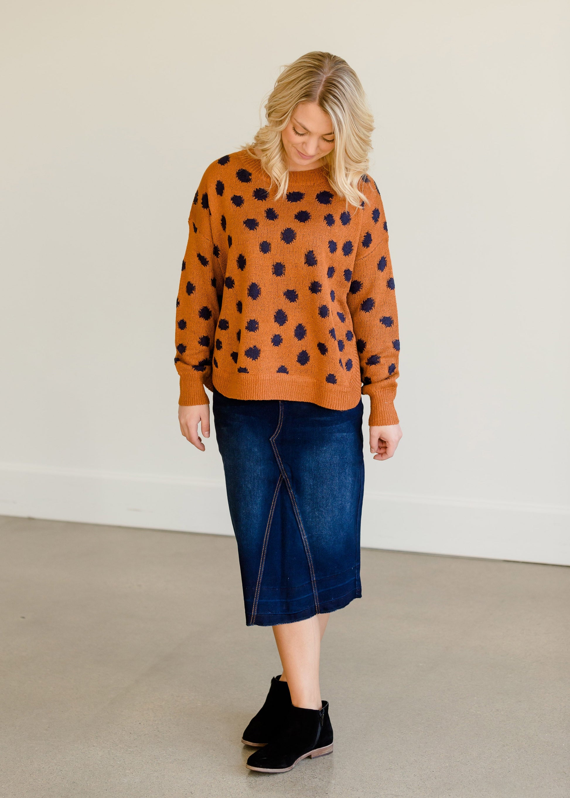 Animal Polka Dot Knit Sweater - FINAL SALE Tops