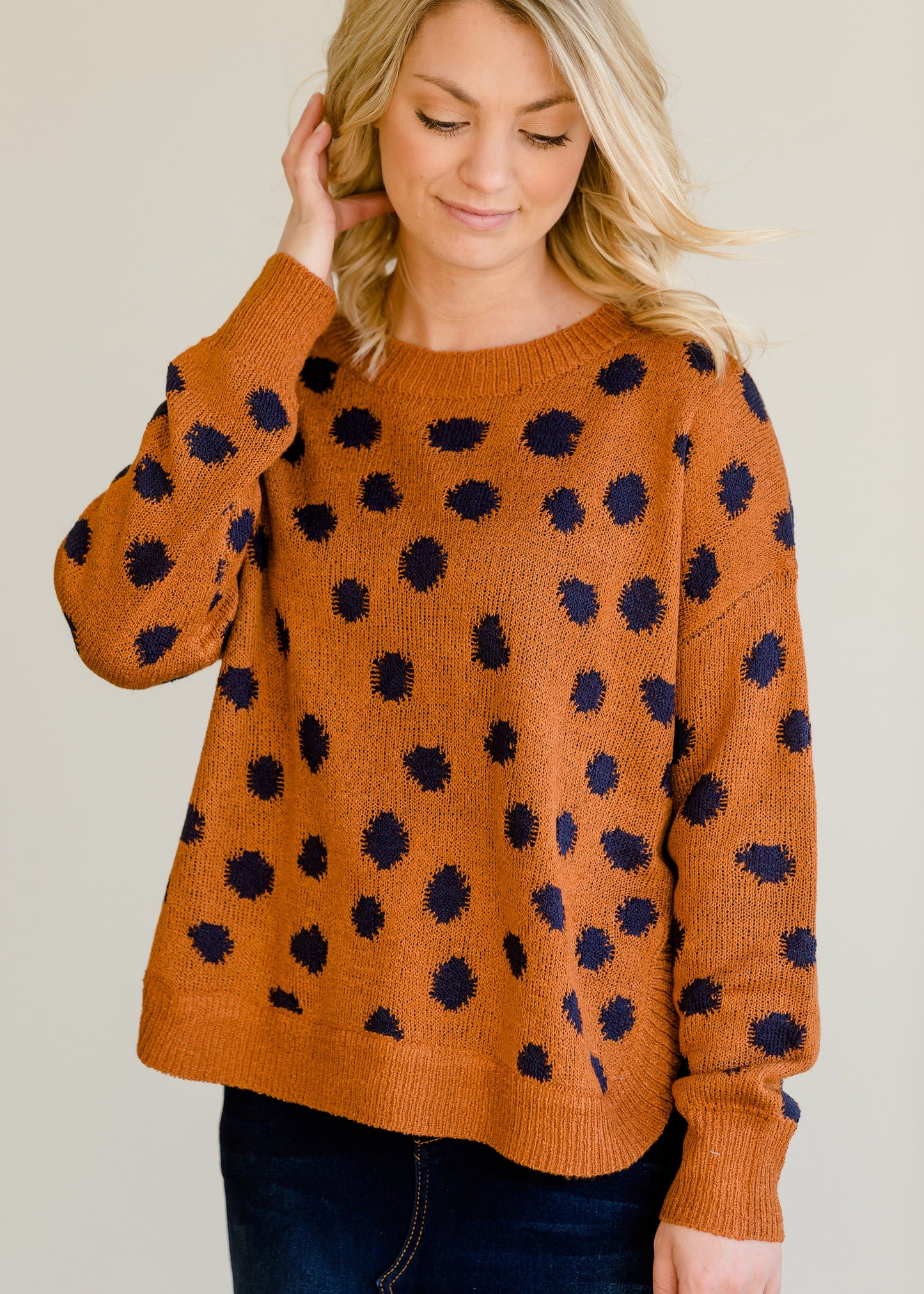 Animal Polka Dot Knit Sweater - FINAL SALE Tops