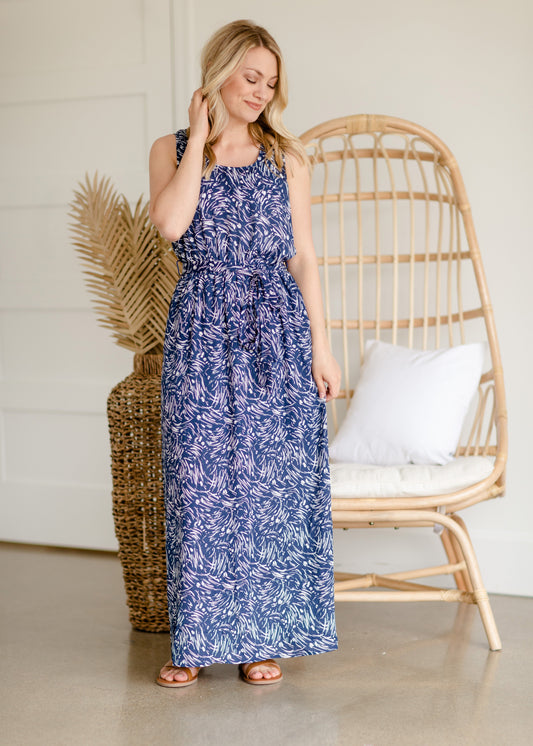 Abstract Print Navy Maxi Dress - FINAL SALE Dresses