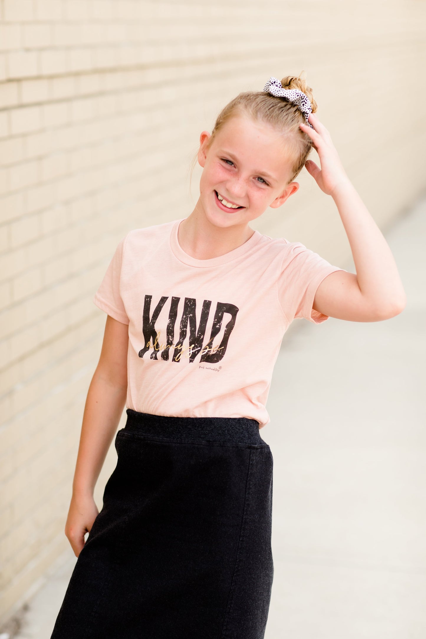 Girls Peach Graphic Tee