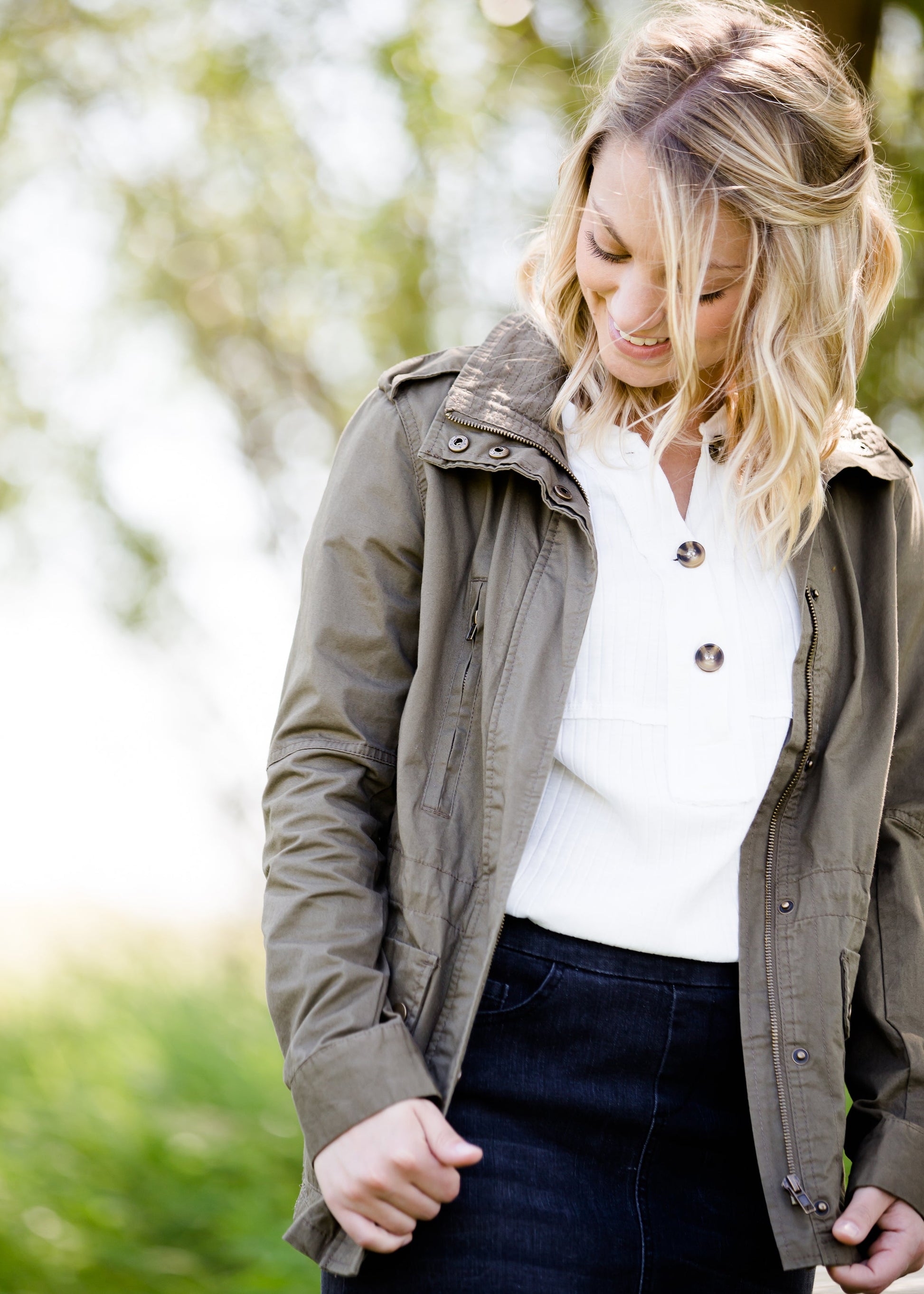 olive colored anorak military jacket