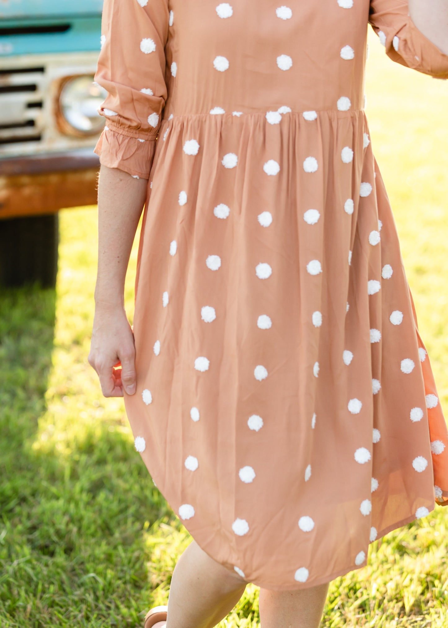 Apricot Swiss Dot Midi Dress - FINAL SALE Dresses